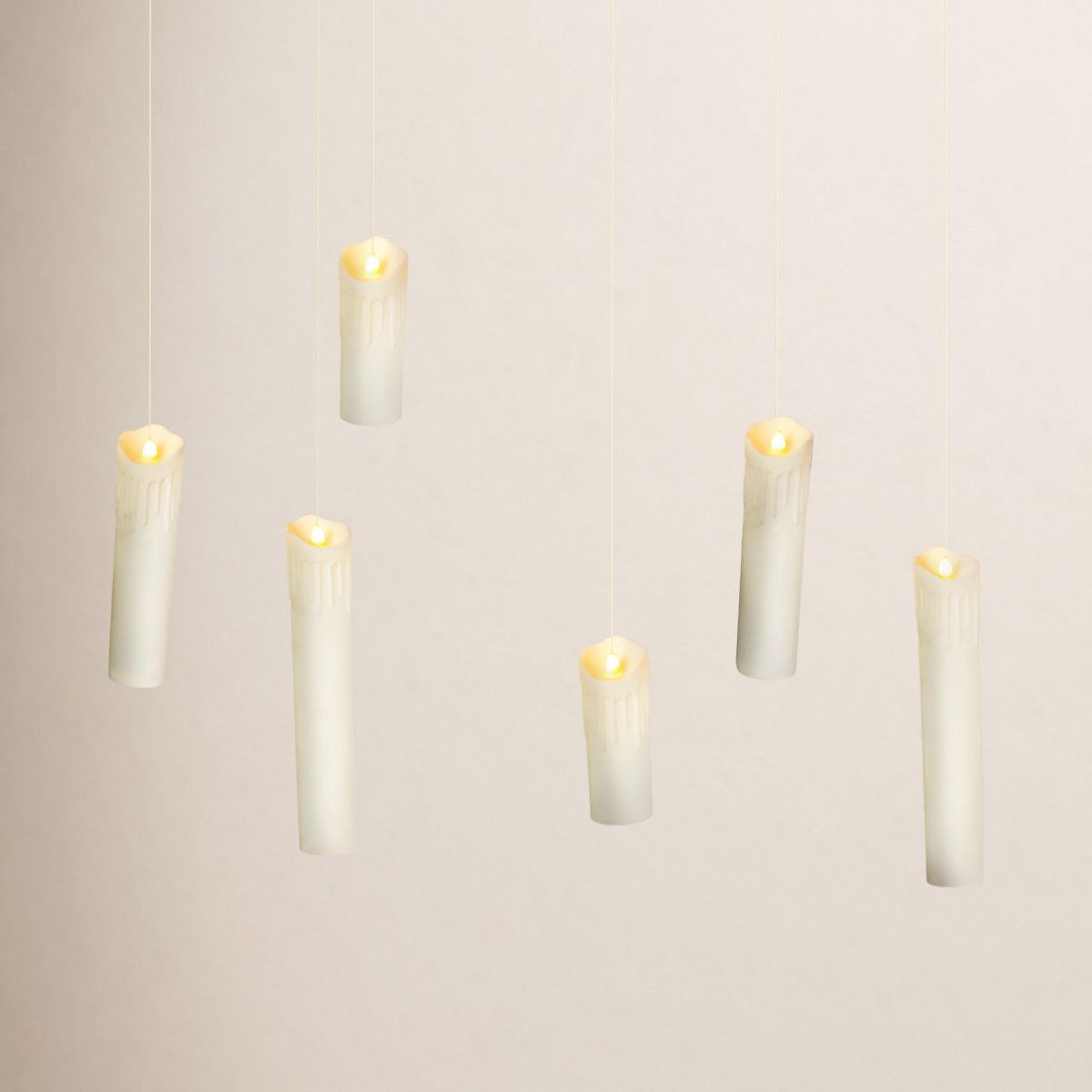 floating flameless hanging candles set of 6 with timer & remote
