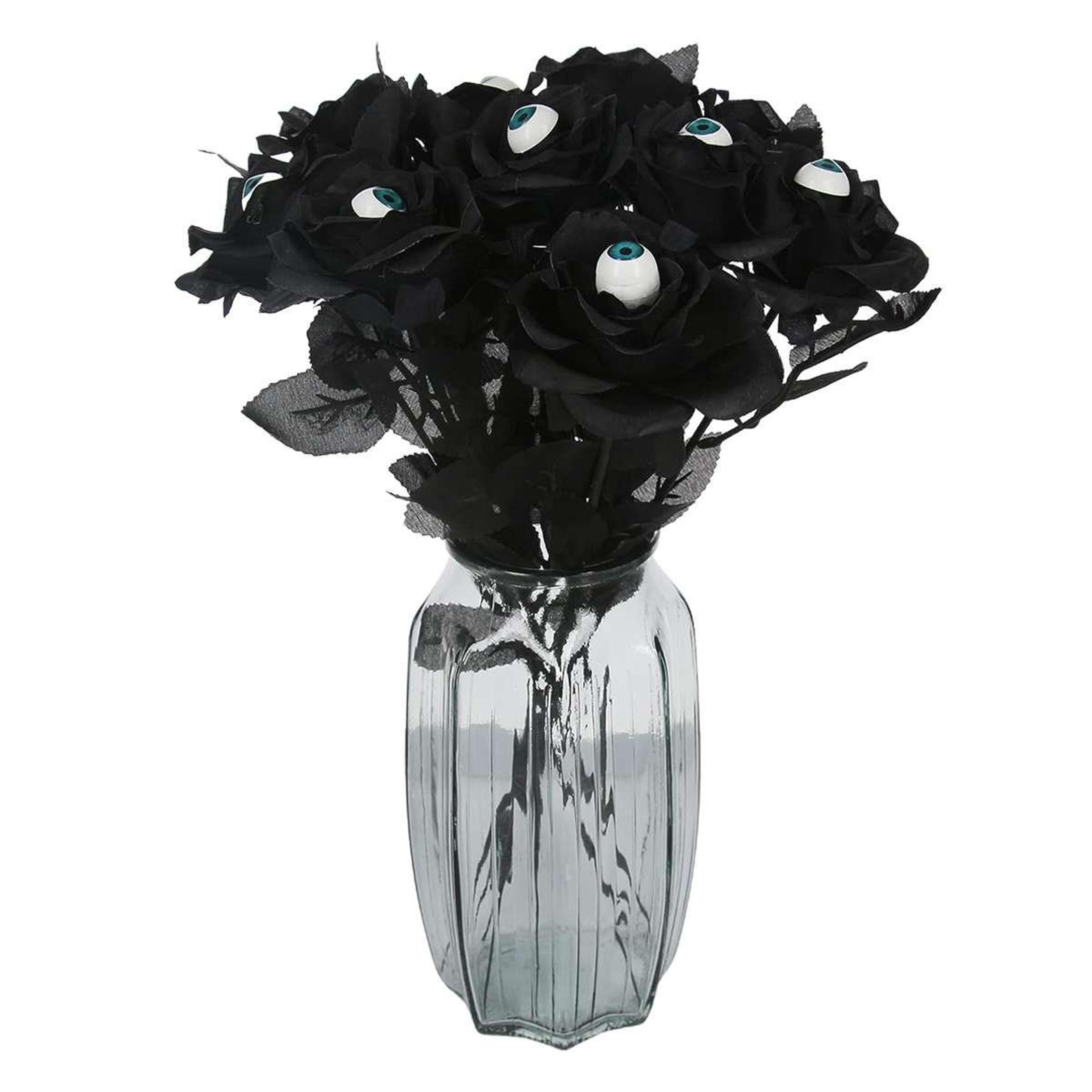 10-piece artificial black eyeball roses for halloween gothic decor