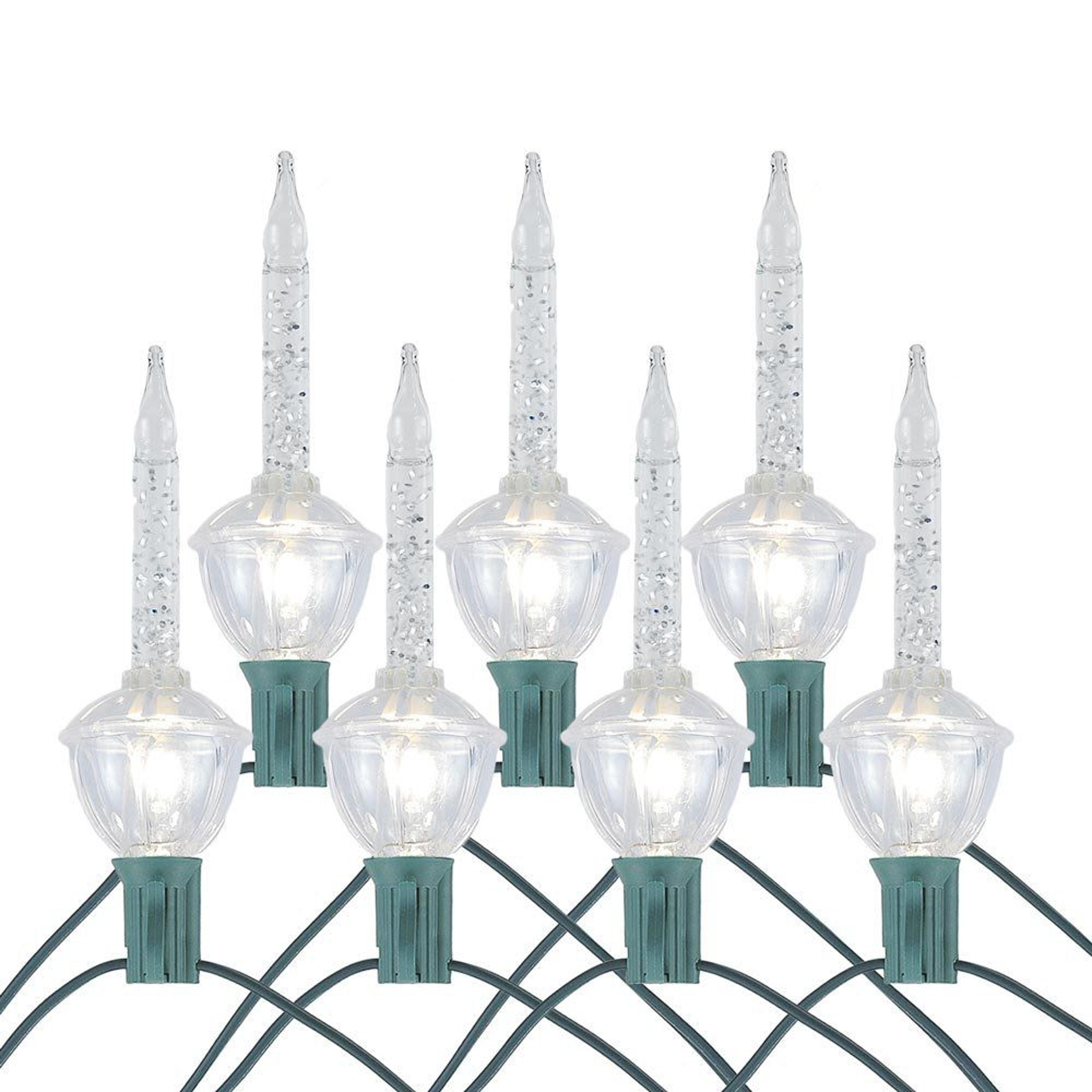 7-light christmas bubble string lights with glitter lamps and green cord