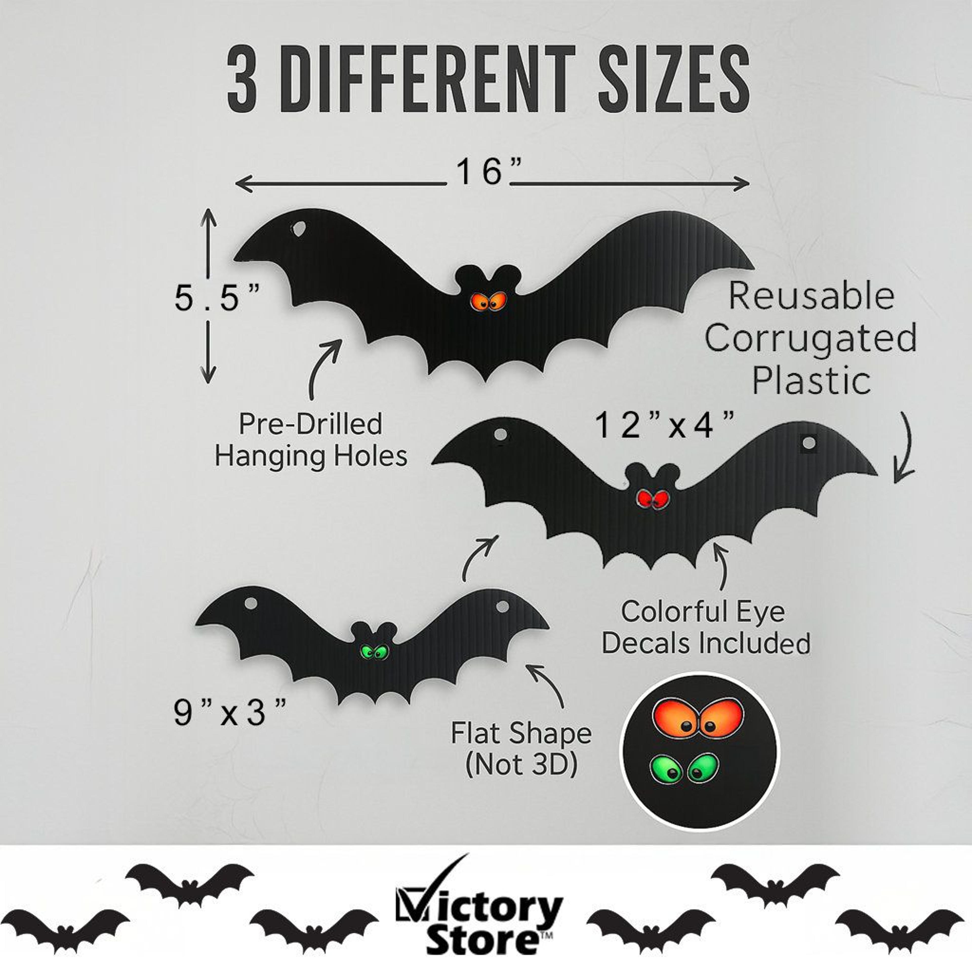 Halloween Hanging Bat Decorations Set Of 12 Black Indoor Outdoor Bats 2