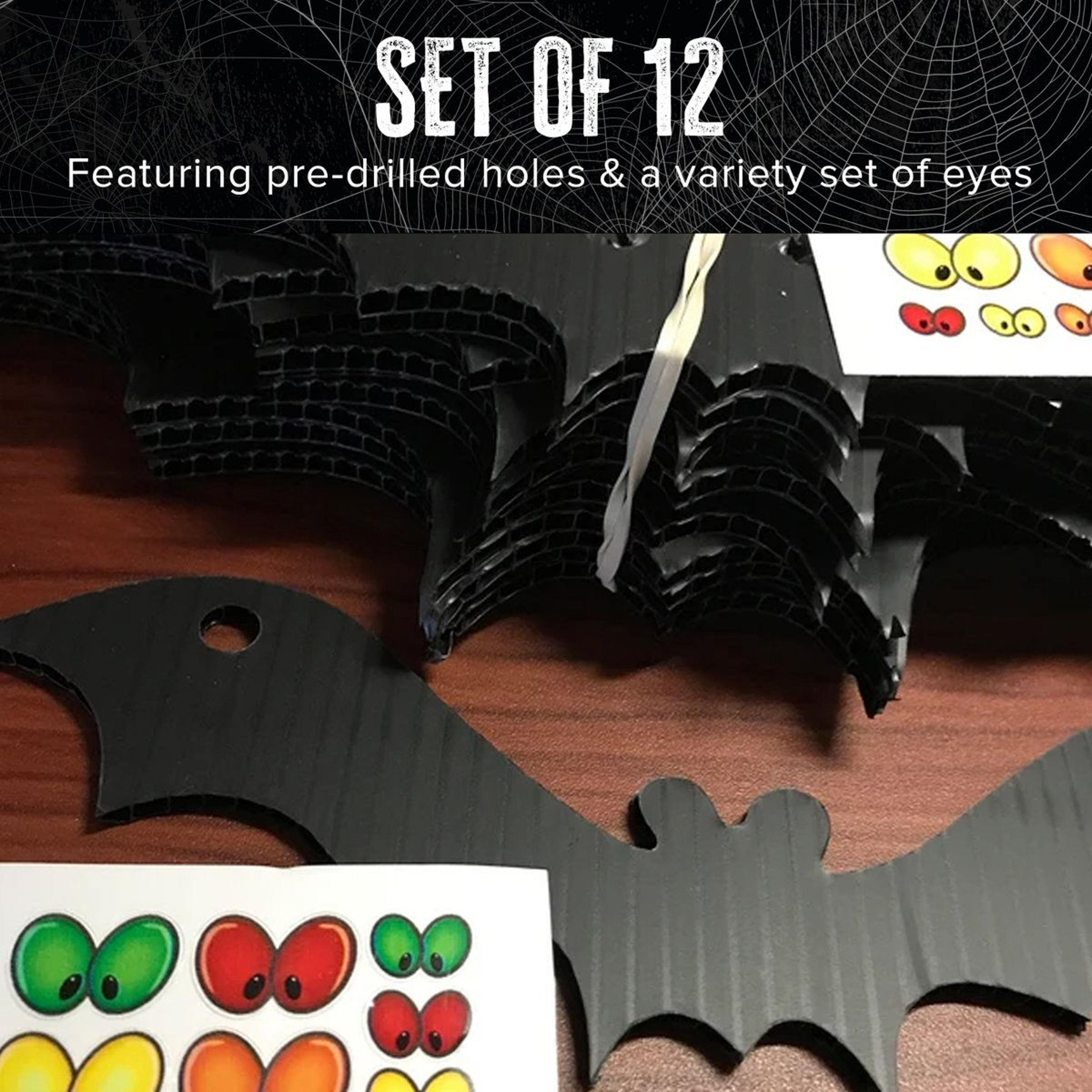 Halloween Hanging Bat Decorations Set Of 12 Black Indoor Outdoor Bats 6