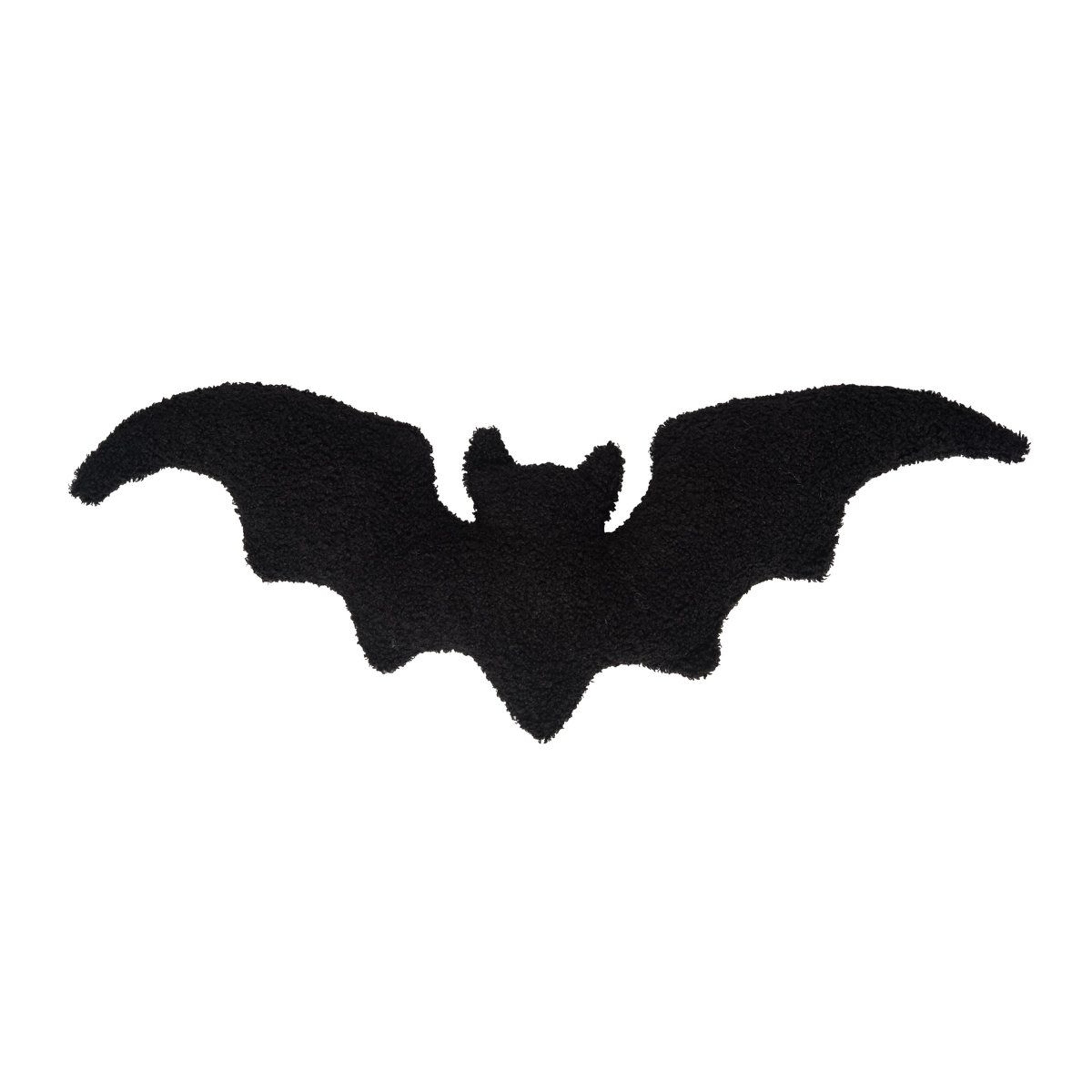 bat shaped halloween throw pillow – black sherpa decorative cushion