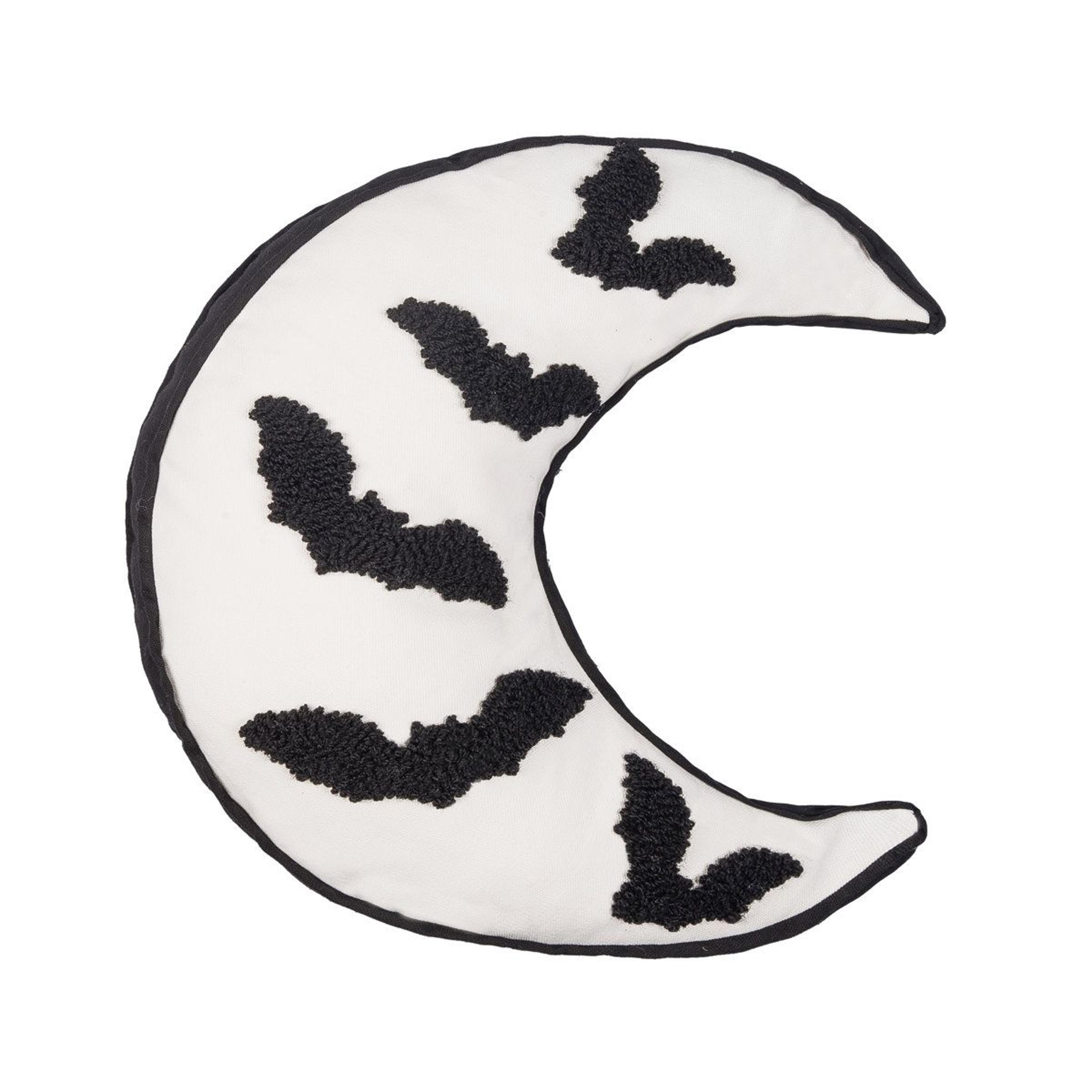 crescent moon bat halloween throw pillow with textured design