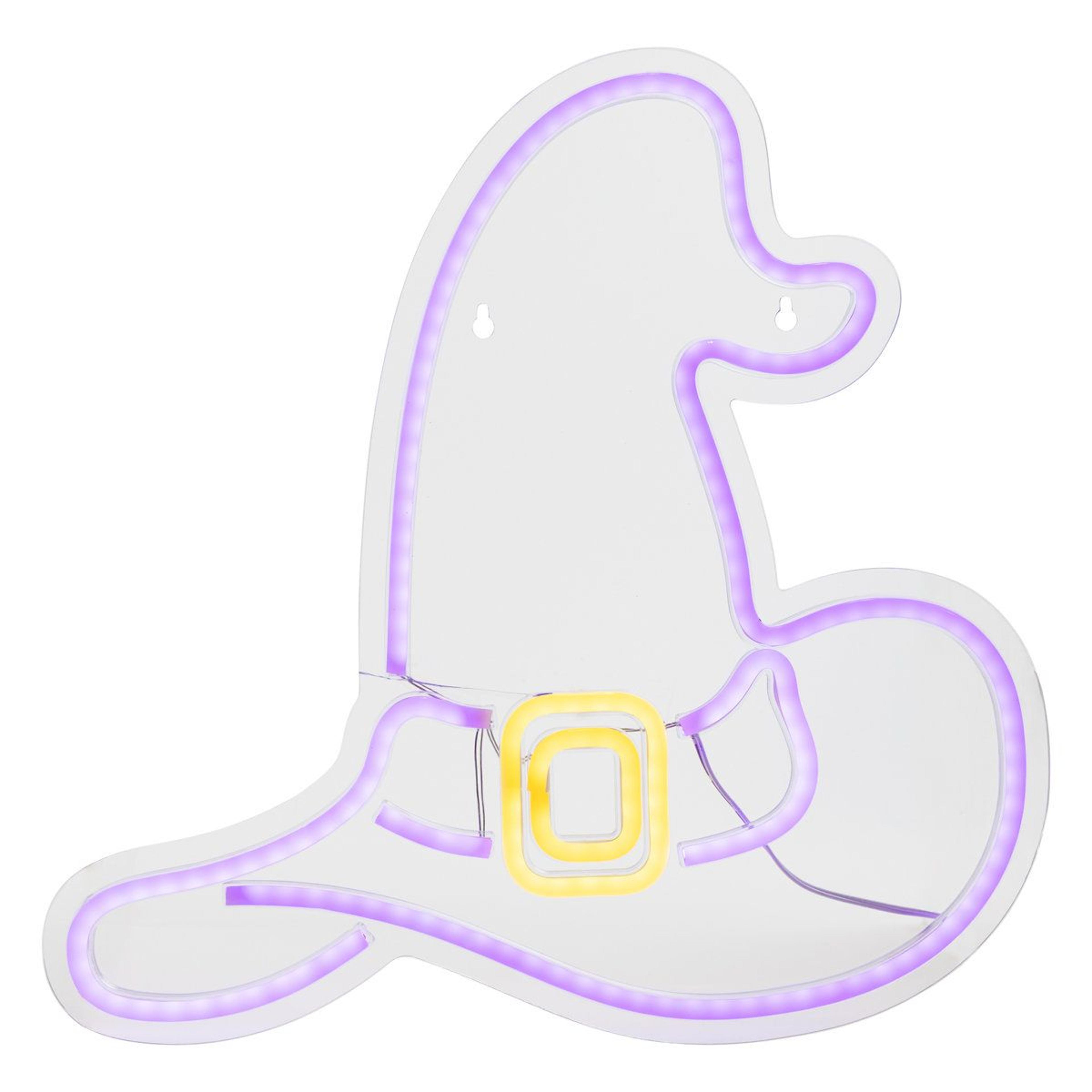 15-inch purple led witch hat halloween window silhouette decoration