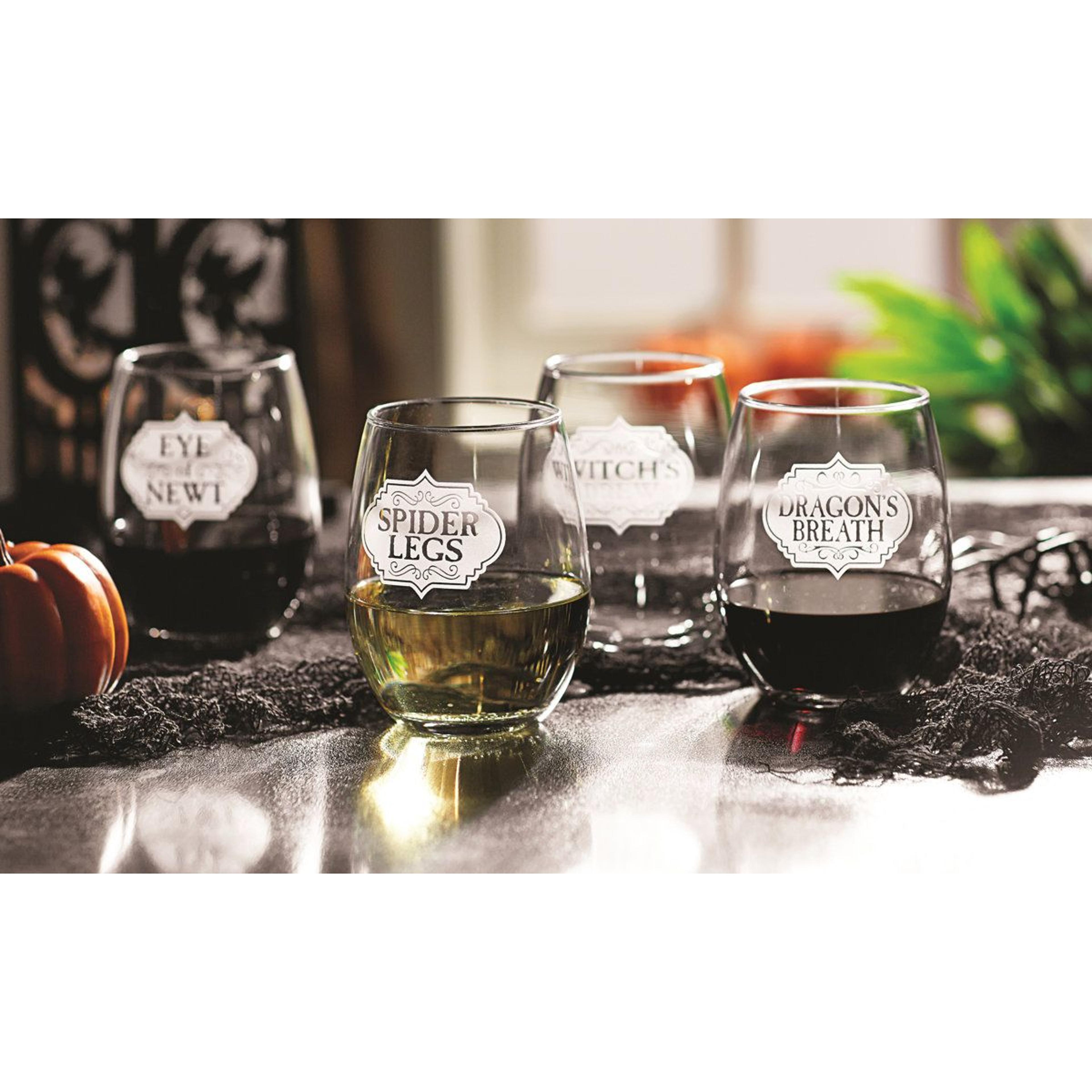 21 Oz Halloween Stemless Wine Glasses  Set Of 4 1
