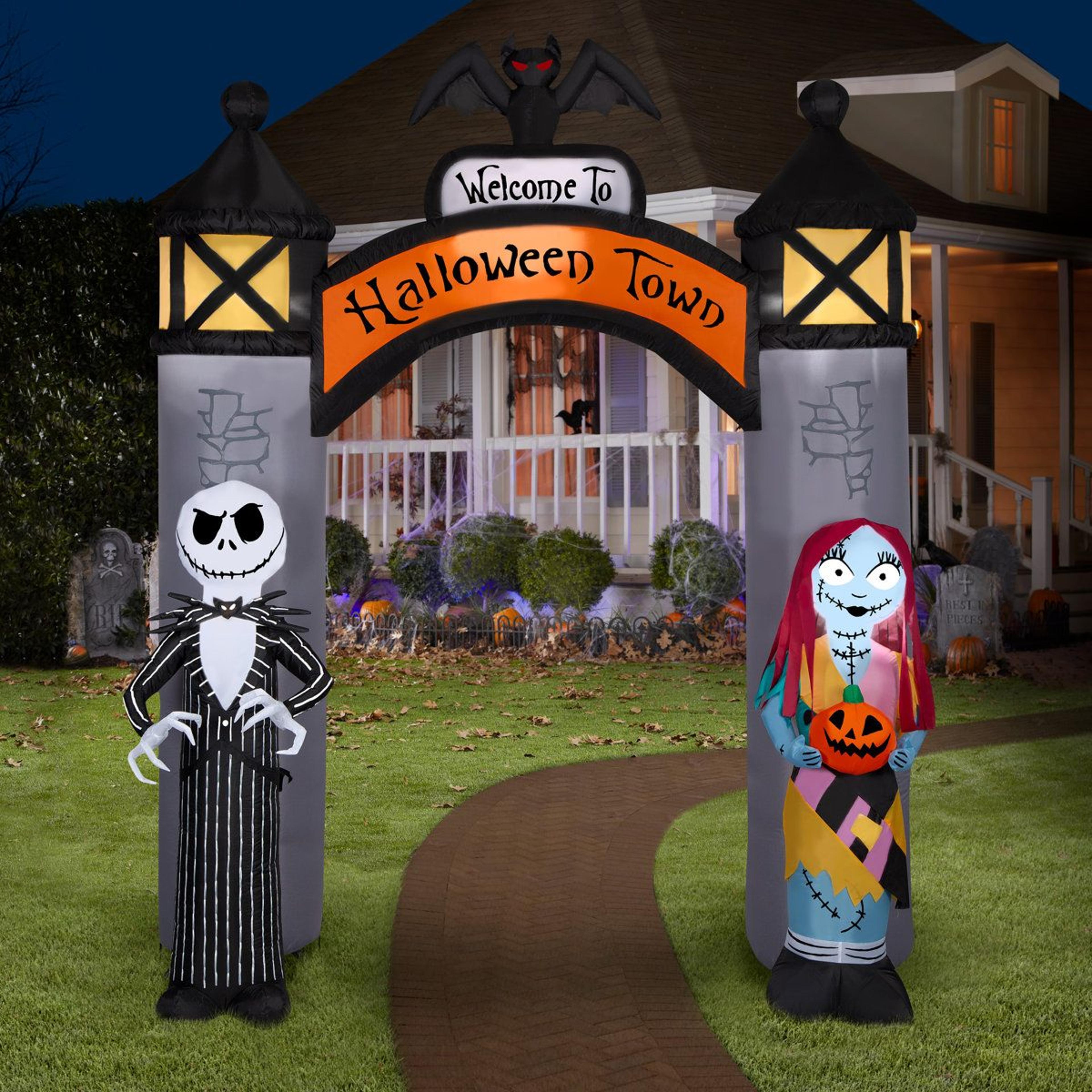 85 Ft Halloween Town Inflatable Archway With Jack Skellington And Sally 1