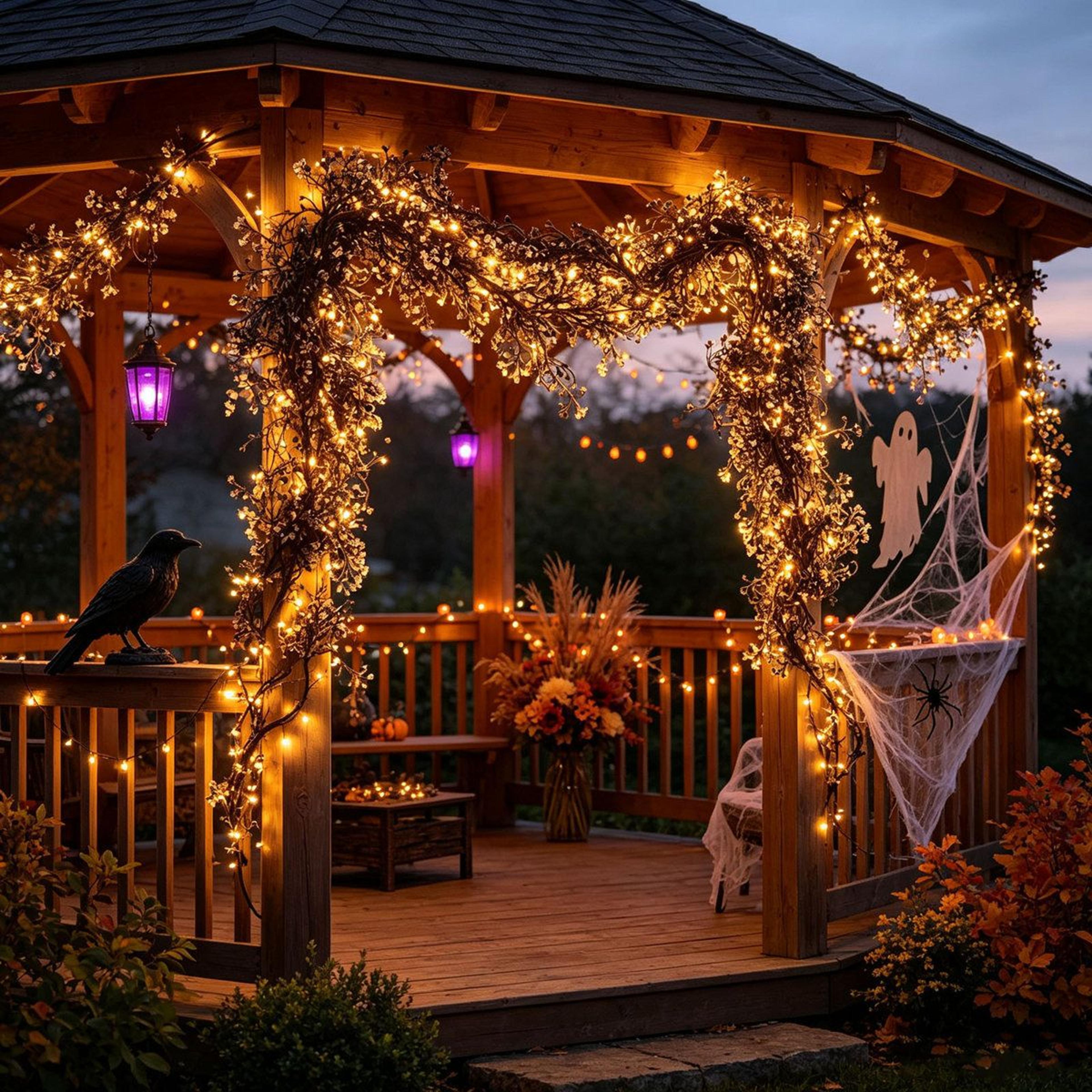 Halloween Glowing Artificial Rattan Garland With 708 Inch String Lights 2