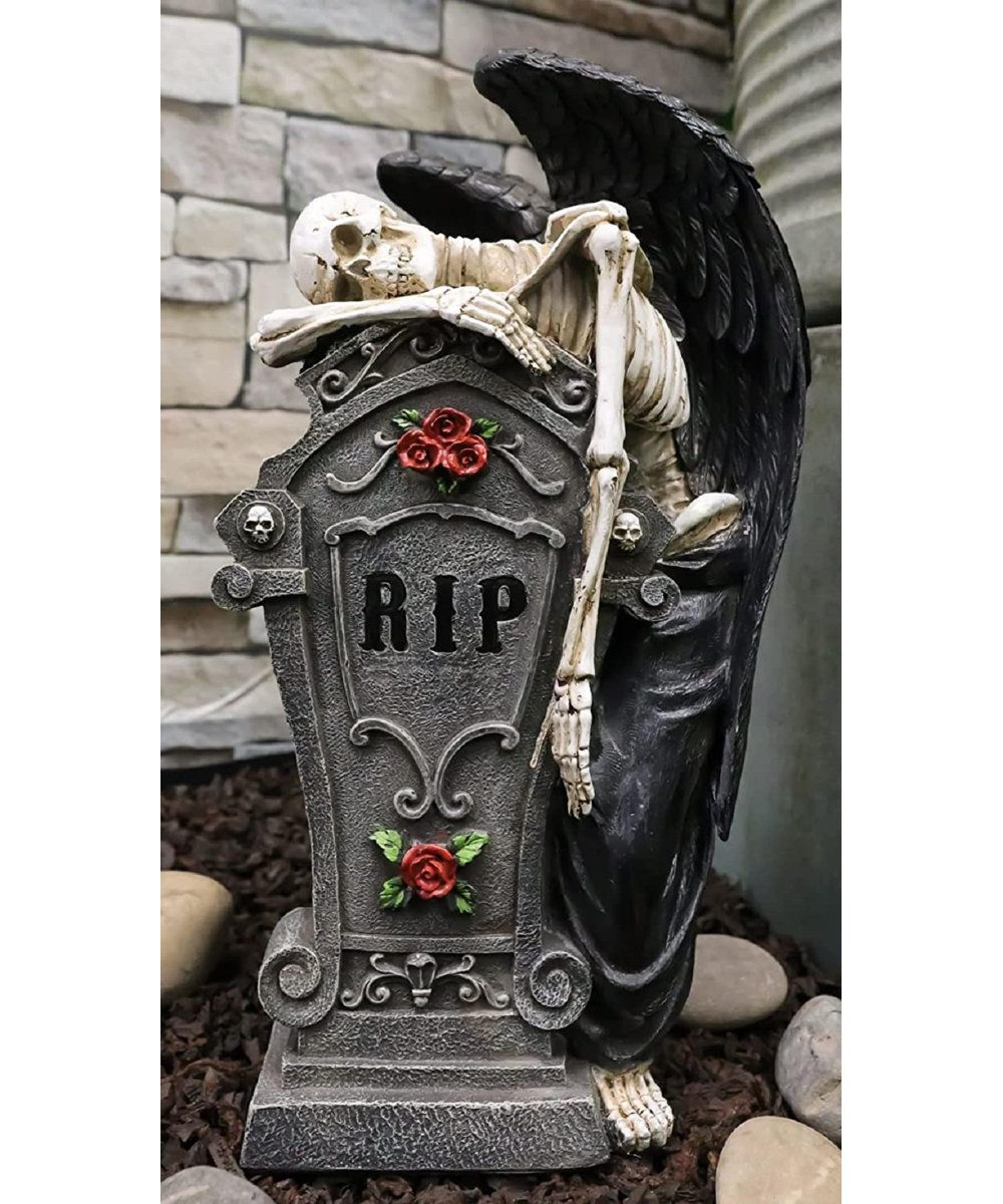 gothic skeleton angel figurine hand-painted resin halloween decoration