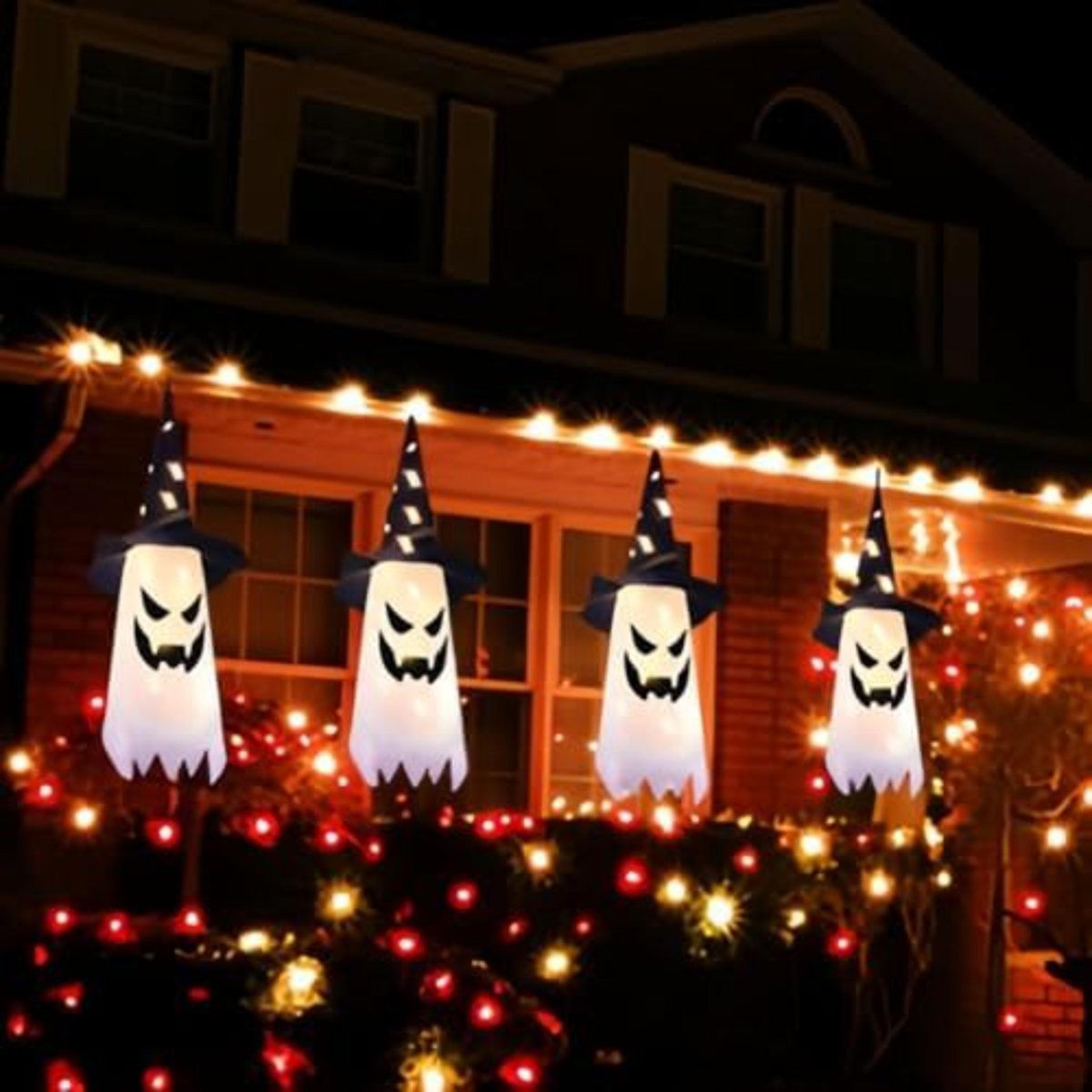 Halloween Hanging Ghost Decorations With Glowing Witch Hats For Indoor And Outdoor Decor 3