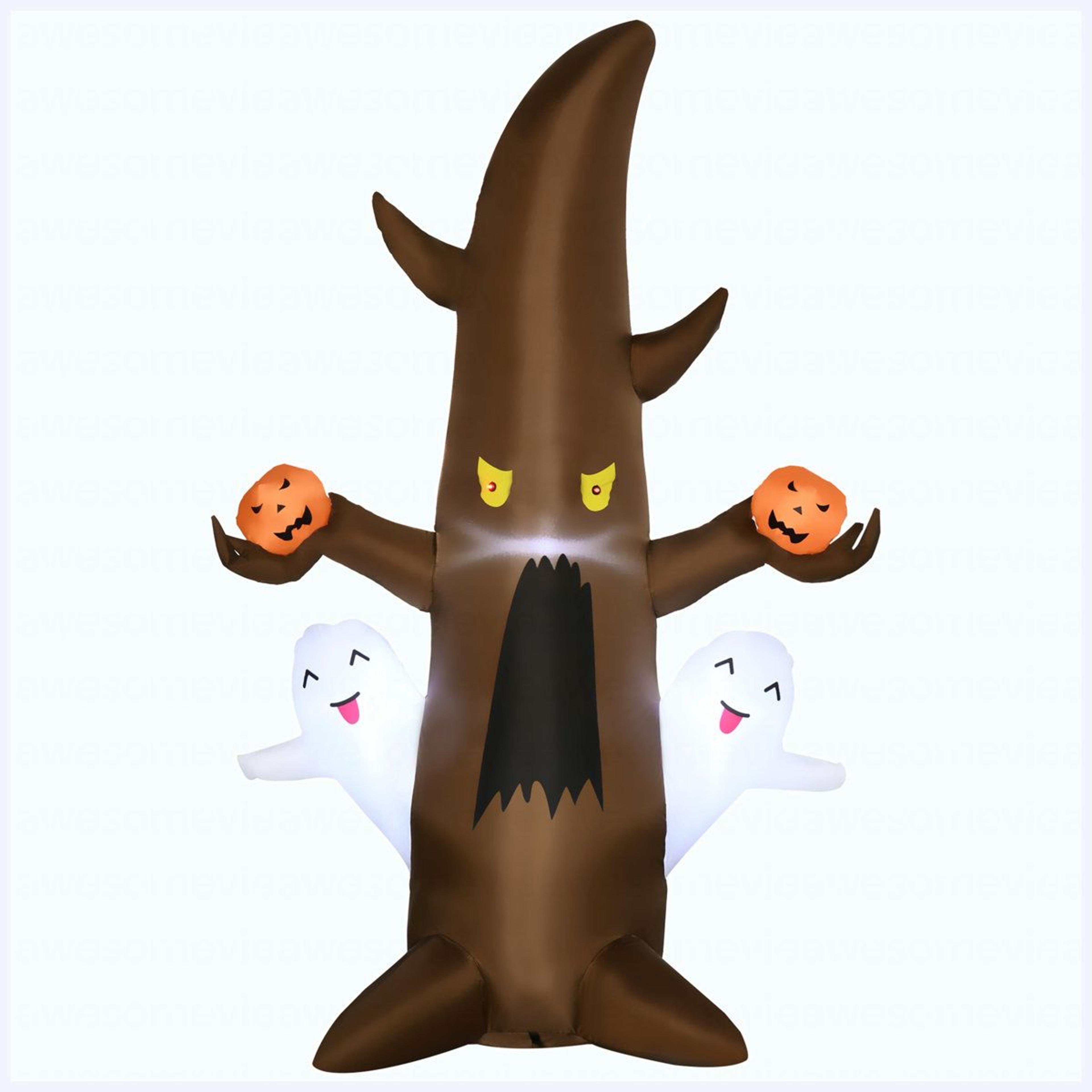 5-foot halloween inflatable ghost tree with led lights and pumpkins