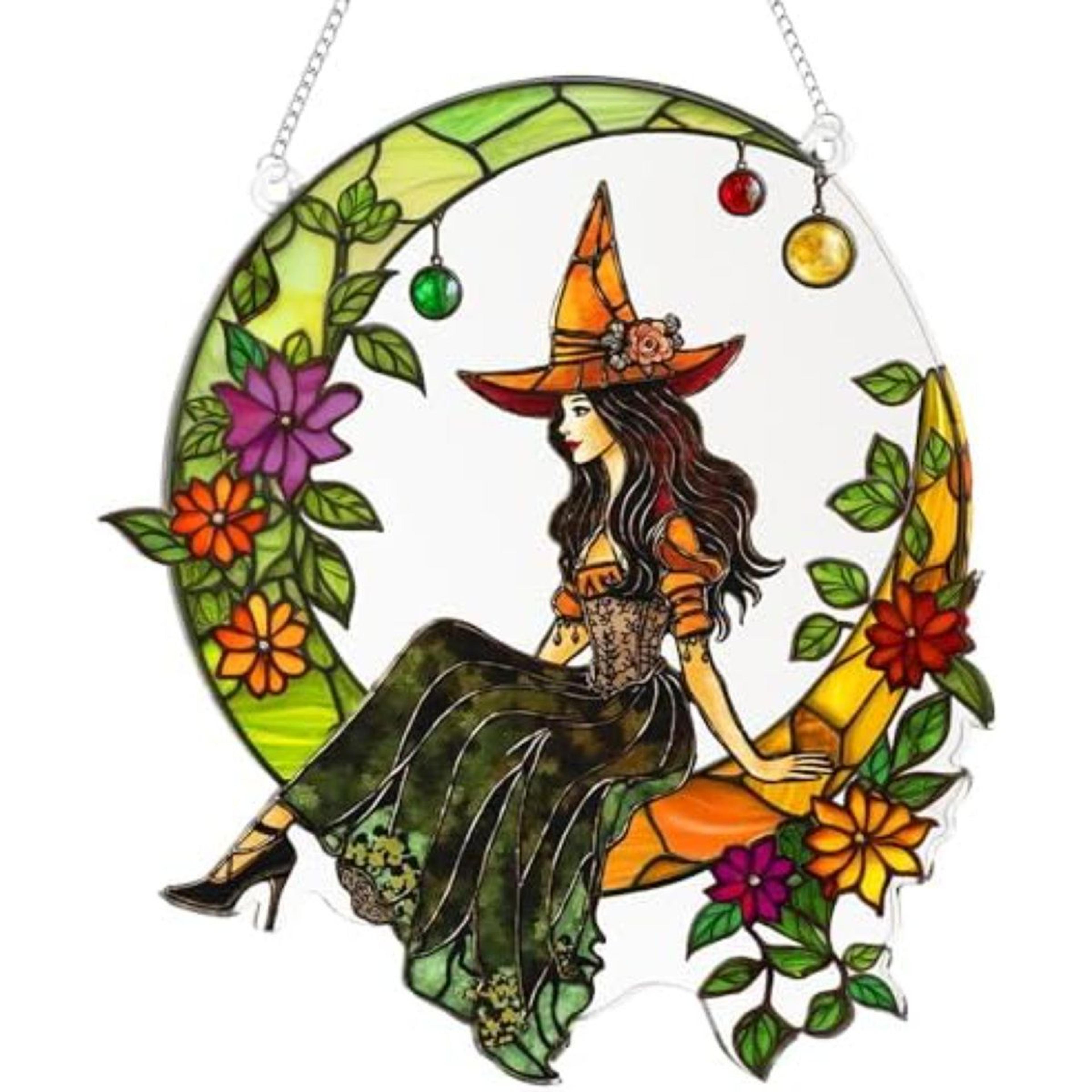 halloween ghost stained glass style hanging ornament for window decor