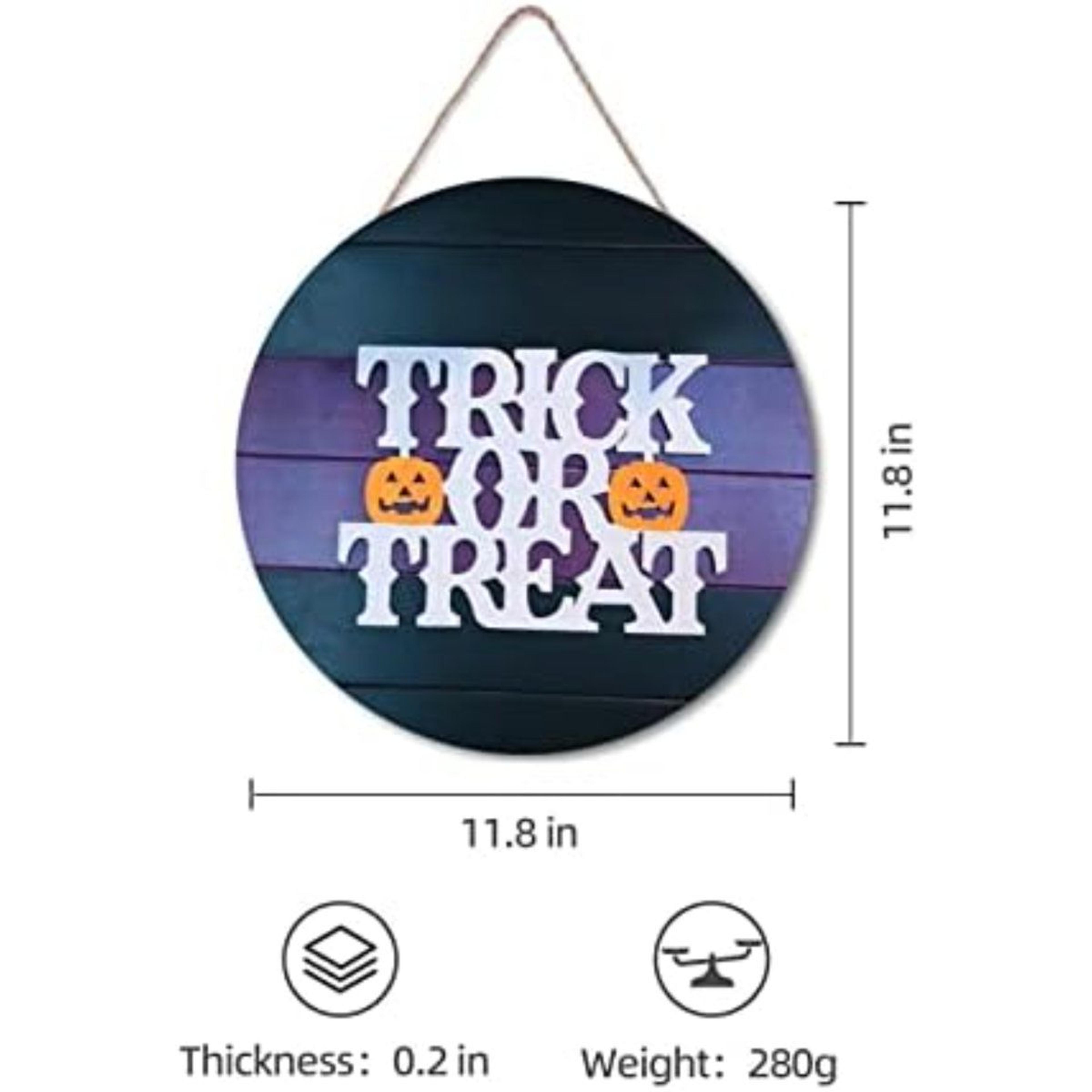 Halloween Wooden Hanging Sign With Trick Or Treat Design For Indoor Decorations 4