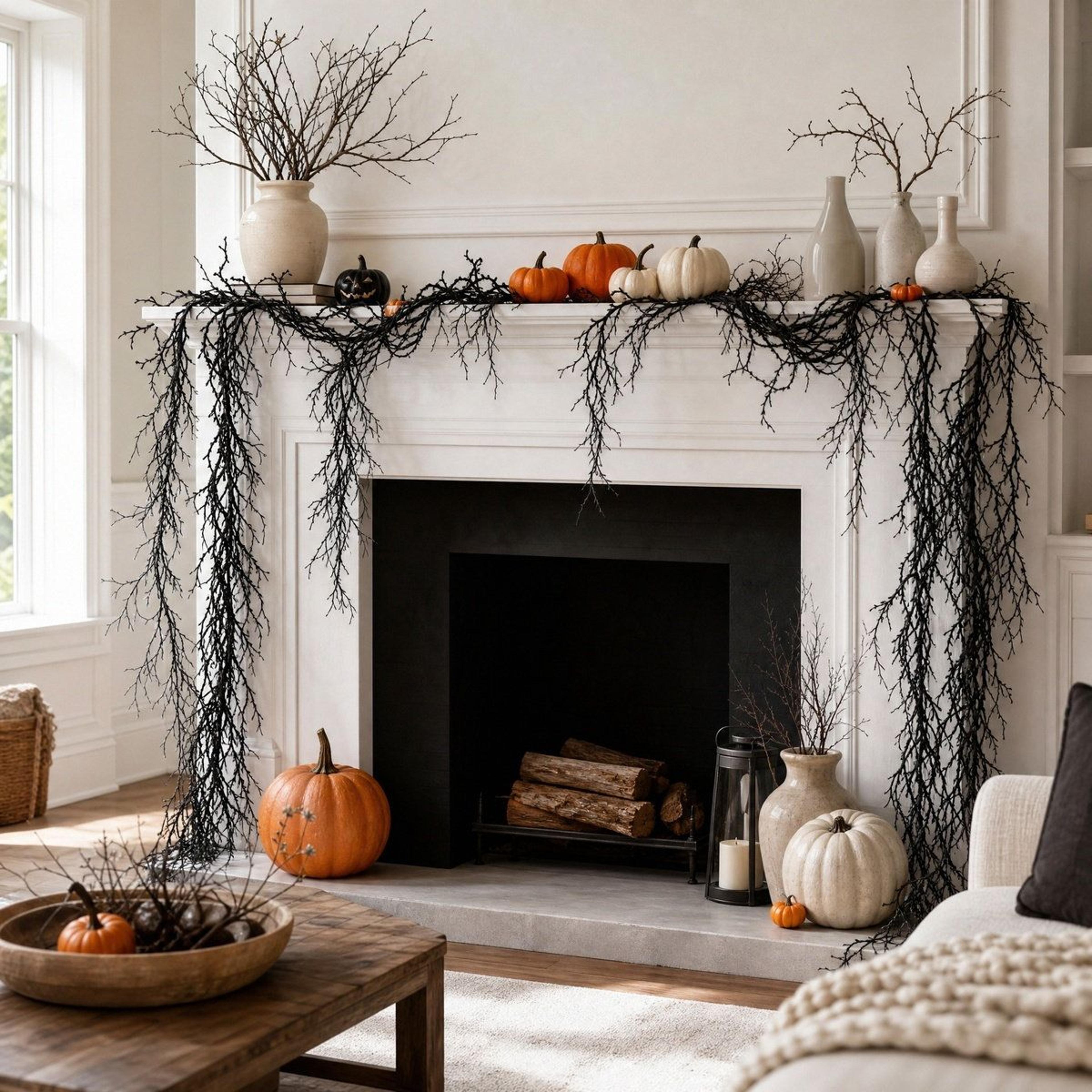 3Pack Black Halloween Twig Garlands 768Inch Artificial Spooky Branch Vines 1