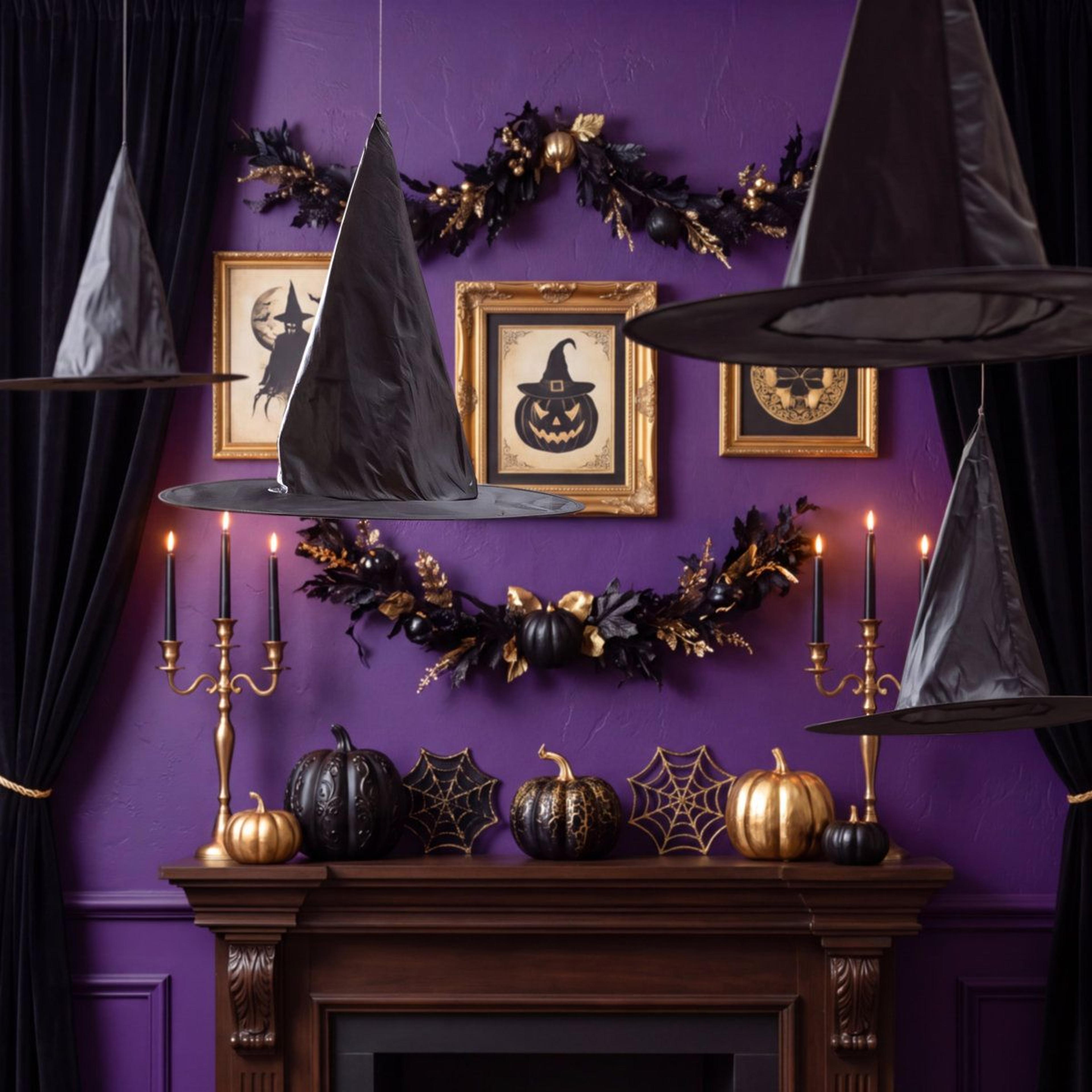Halloween Hanging Witch Hats 6 Pack Black Floating Witch Decorations For Indoor And Outdoor Use 5