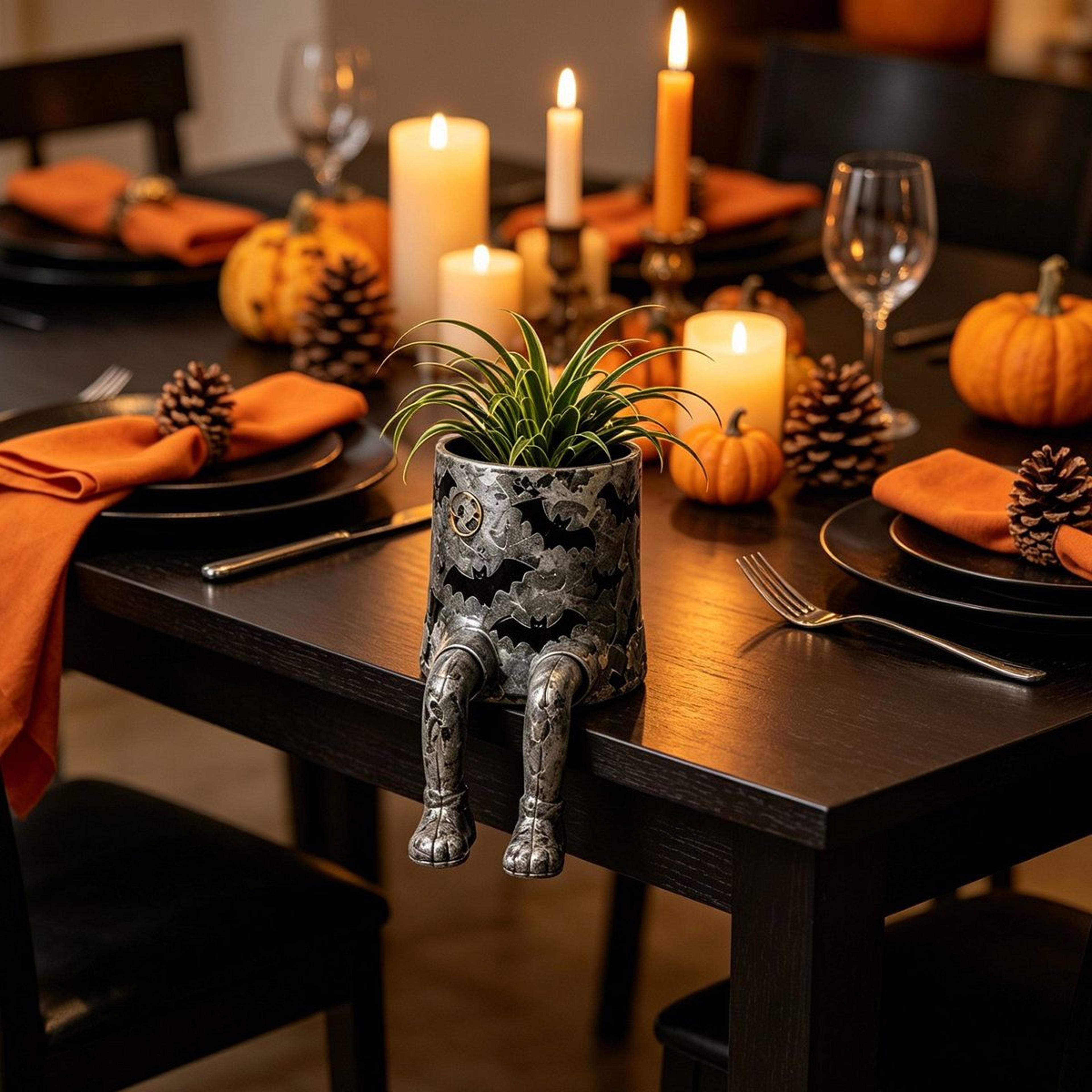Halloween Dangling Leg Resin Planter Pot For Shelf And Desktop Decor 3