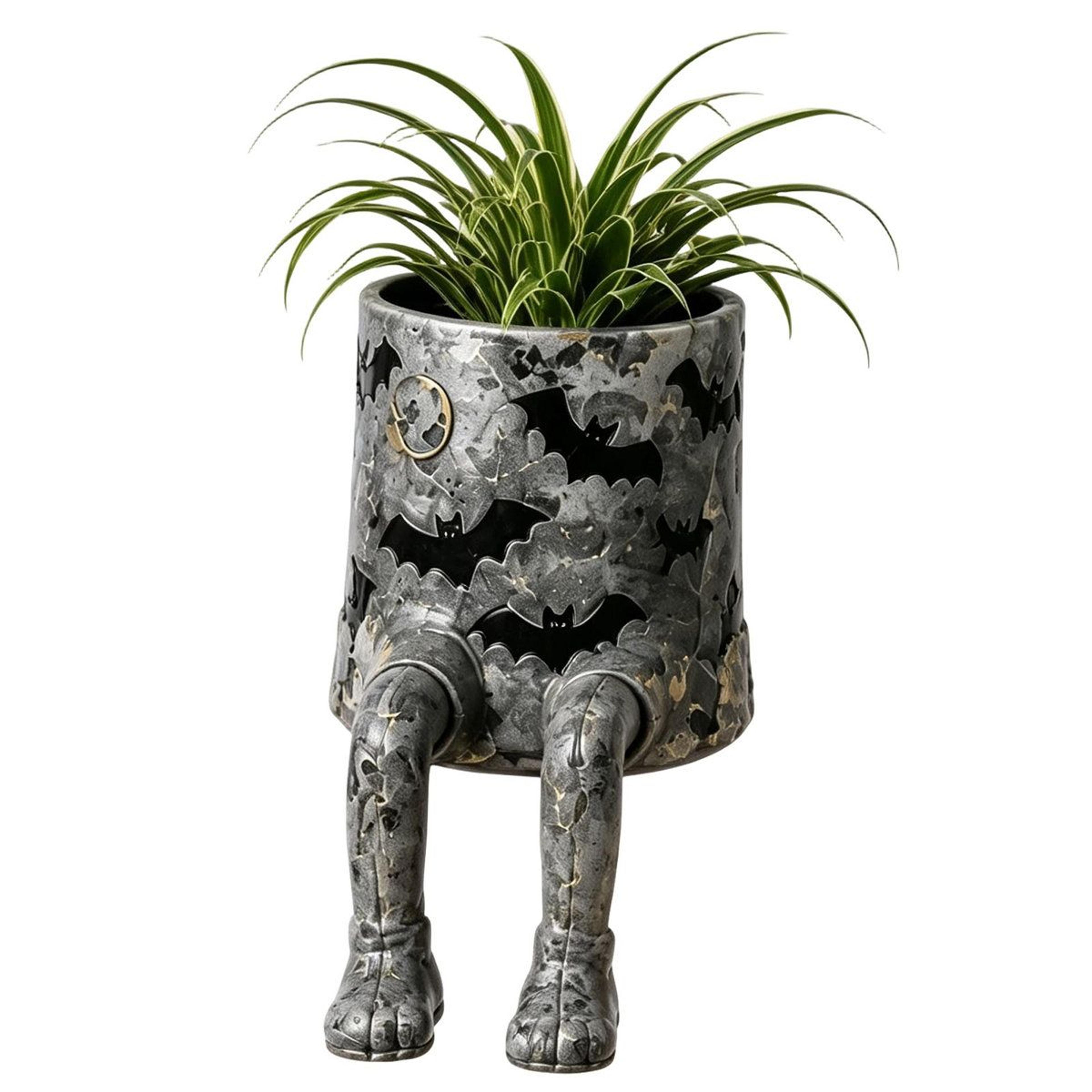 halloween dangling leg resin planter pot for shelf and desktop decor