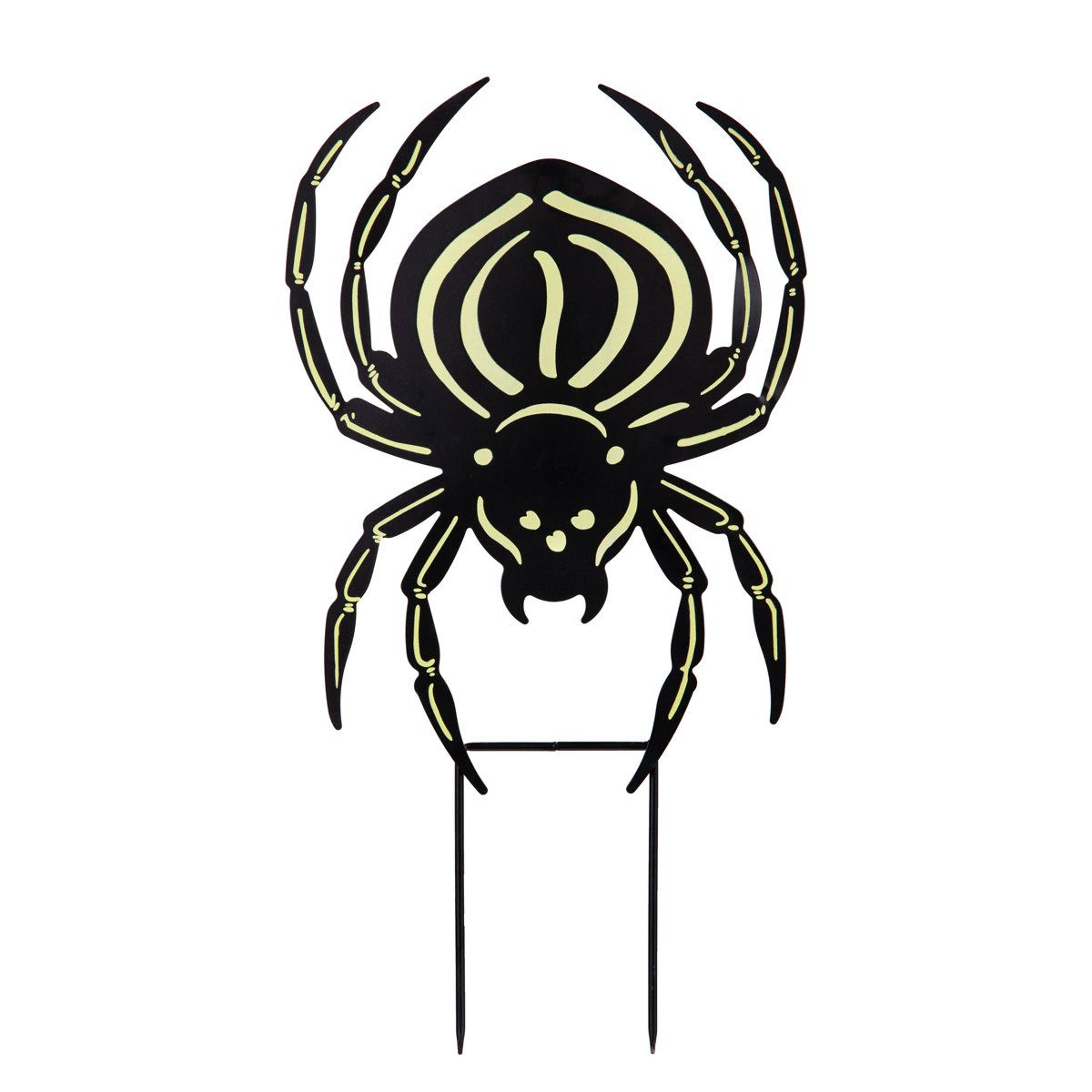 26 inch halloween spider garden stake with glow in the dark outdoor decor