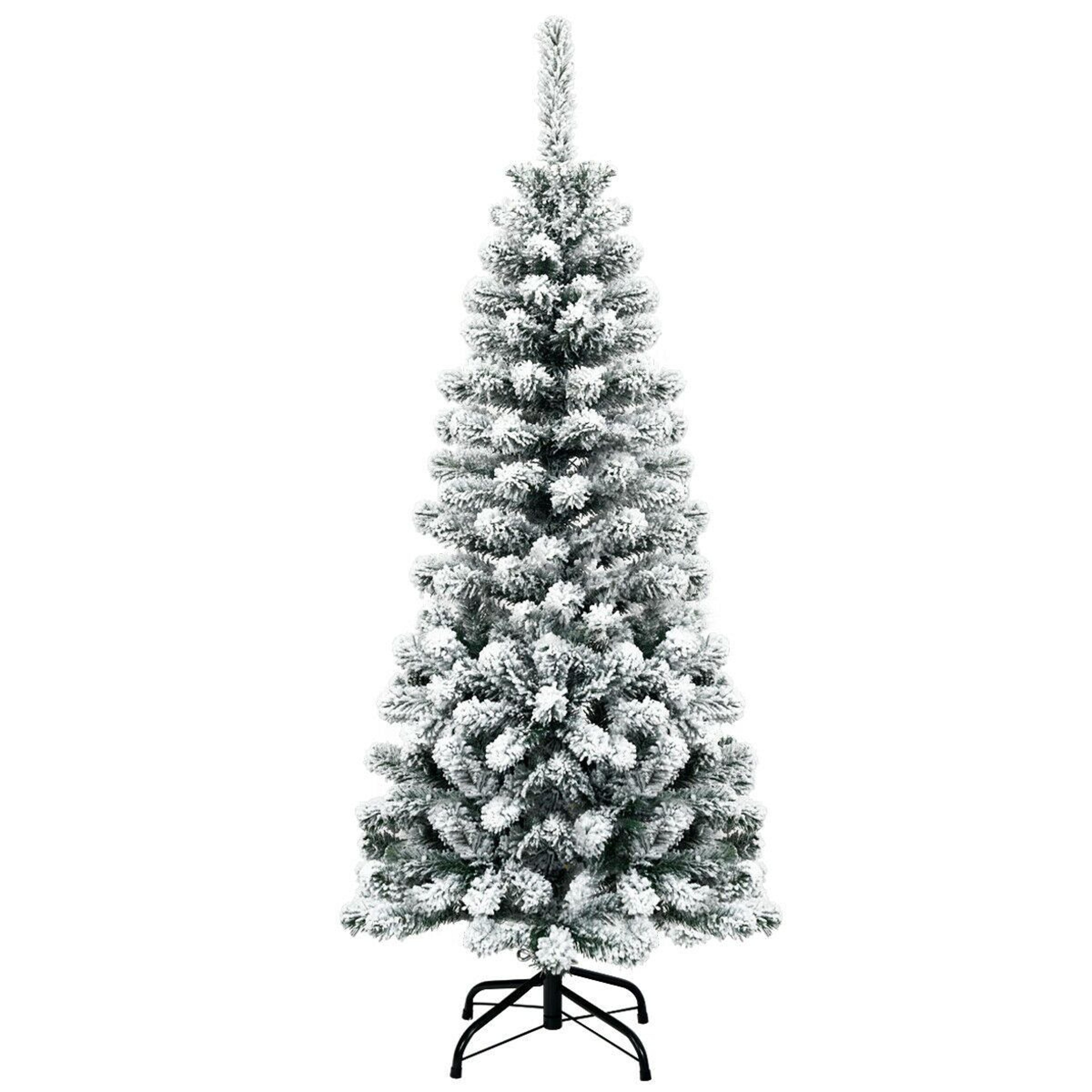 4.5 ft flocked artificial christmas tree with snow frosted pine branches