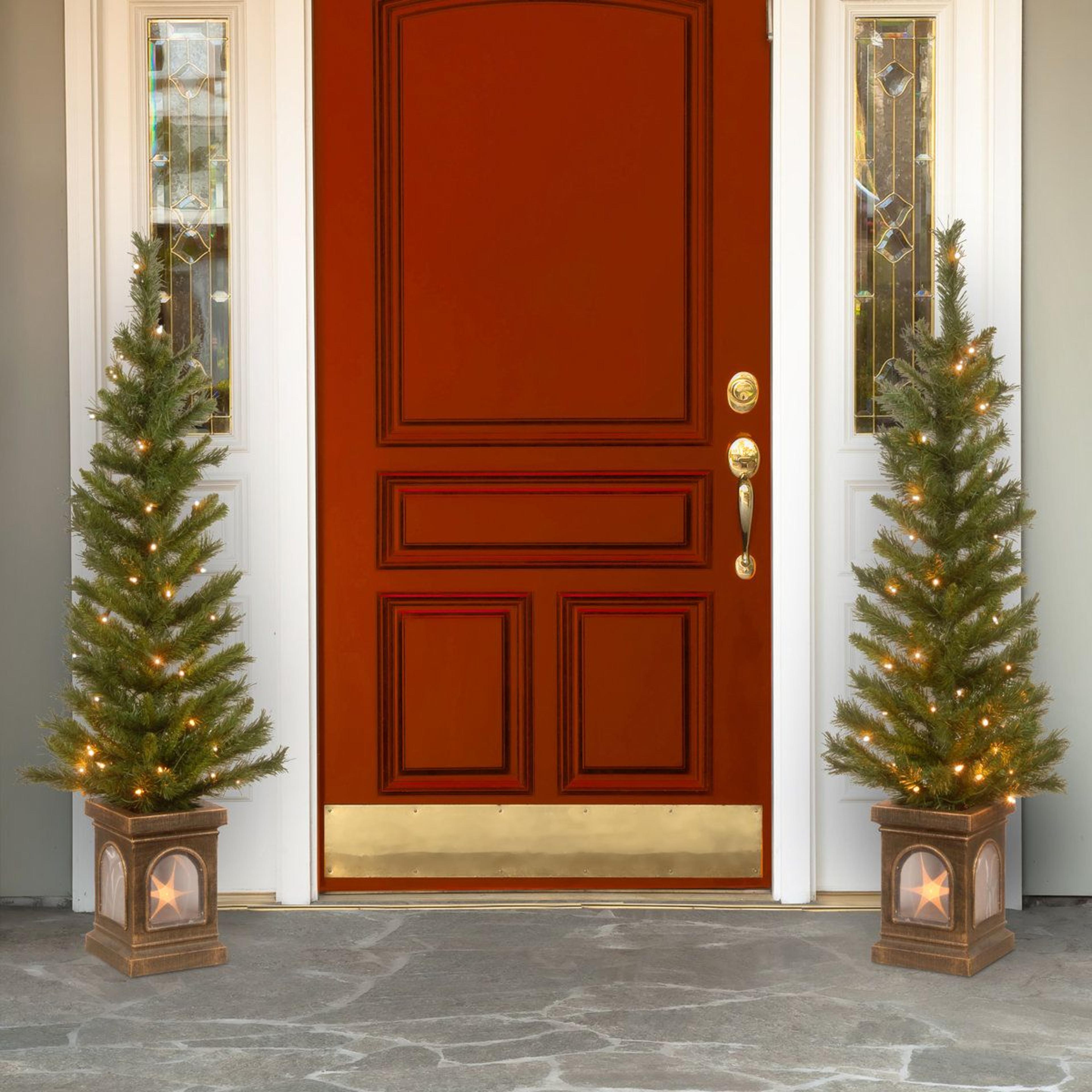 48Inch PreLit Artificial Pine Entrance Tree With 50 Clear Lights And Decorative Urn 1