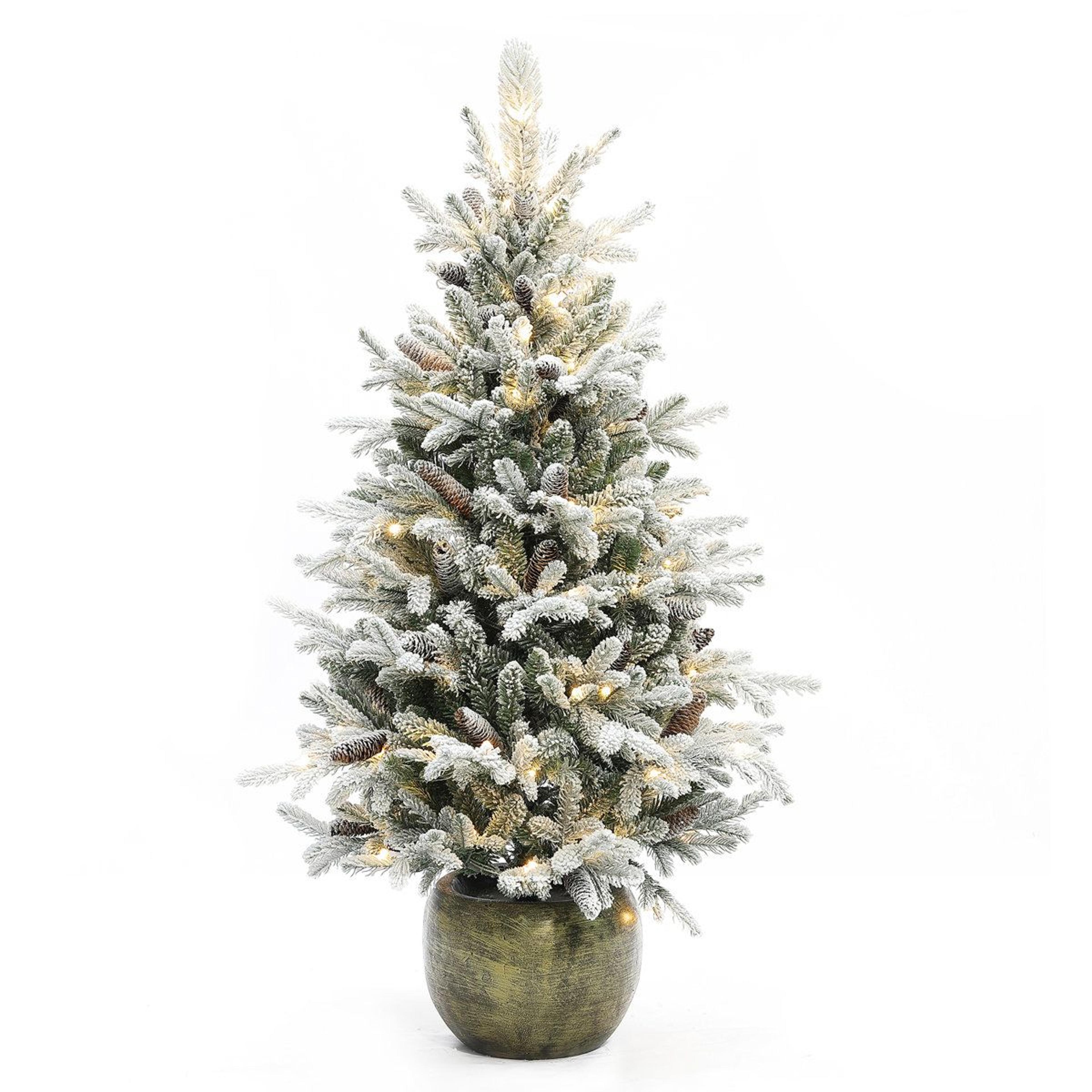 4.5 ft pre-lit artificial christmas tree with flocked pine branches and led lights