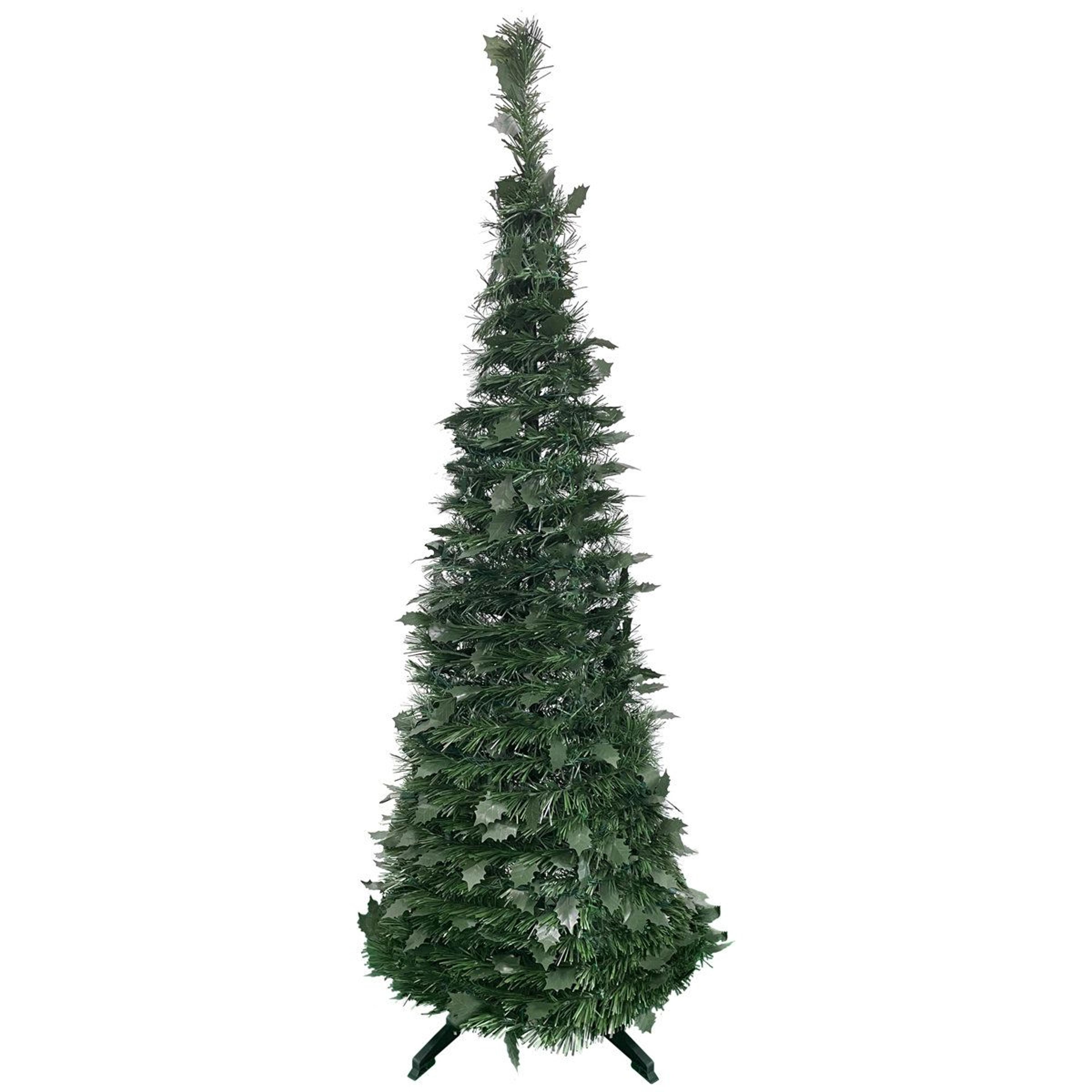 4 ft green tinsel pop-up artificial christmas tree with stand unlit