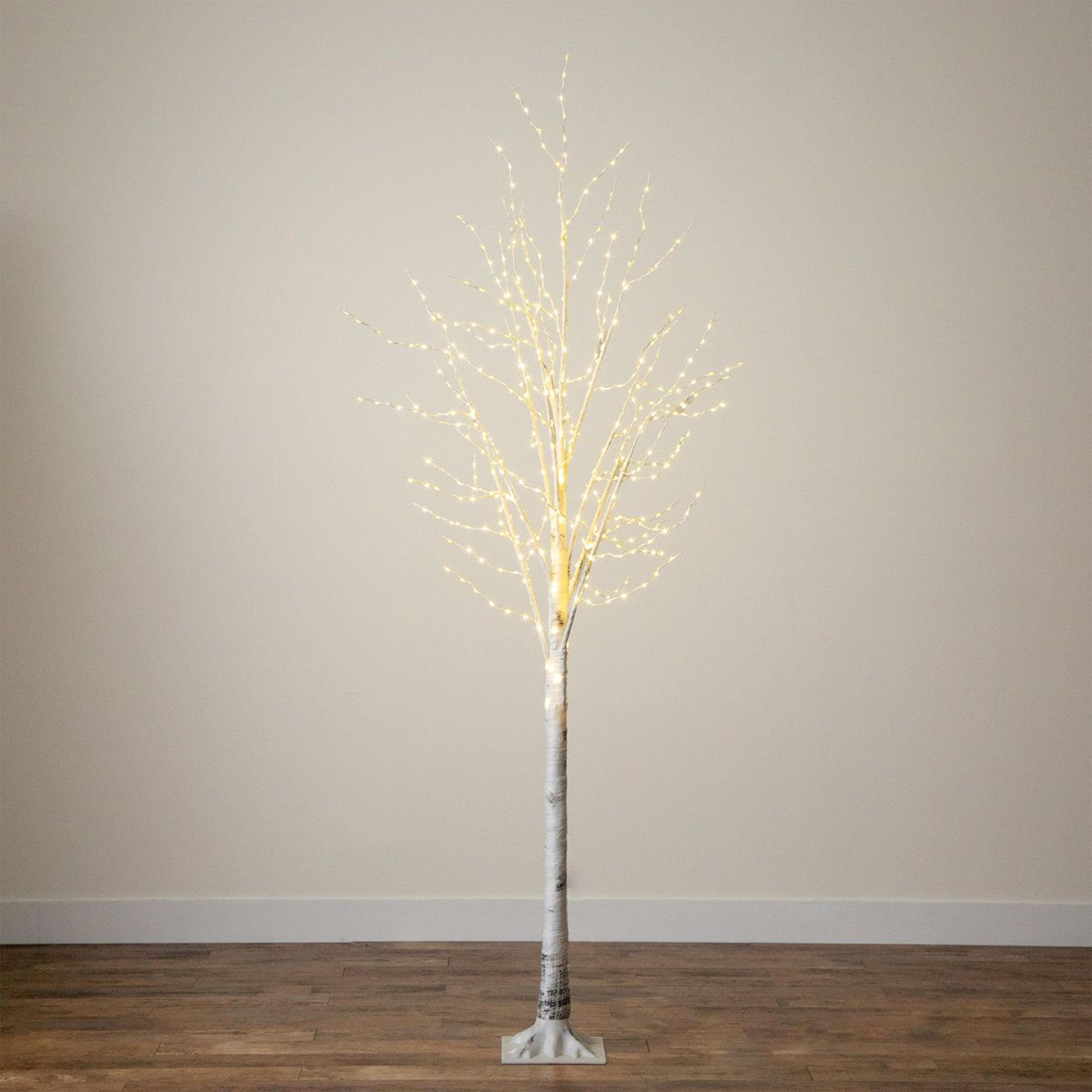 8 Ft PreLit Artificial White Birch Tree With 500 Warm White LED Lights 1