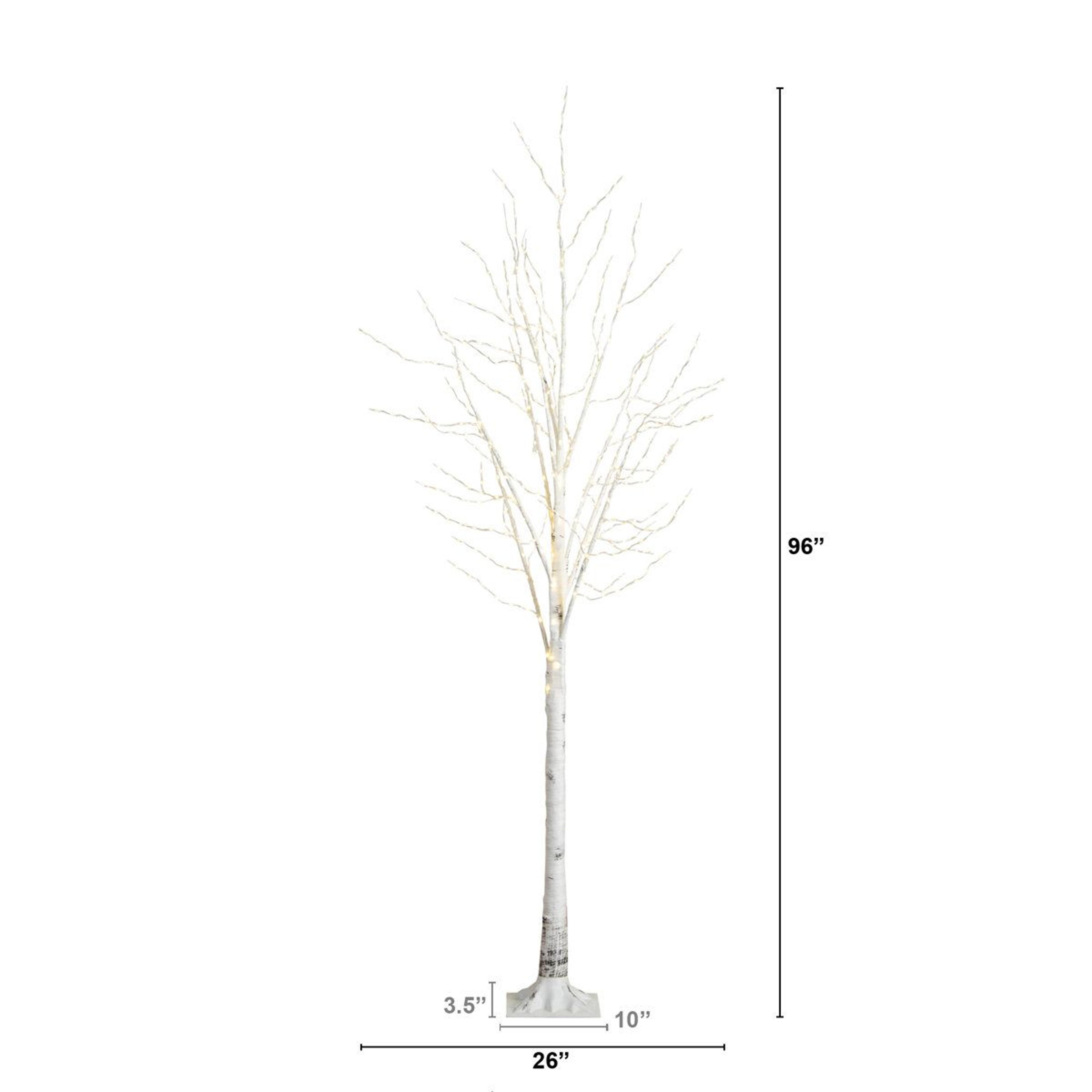 8 Ft PreLit Artificial White Birch Tree With 500 Warm White LED Lights 3