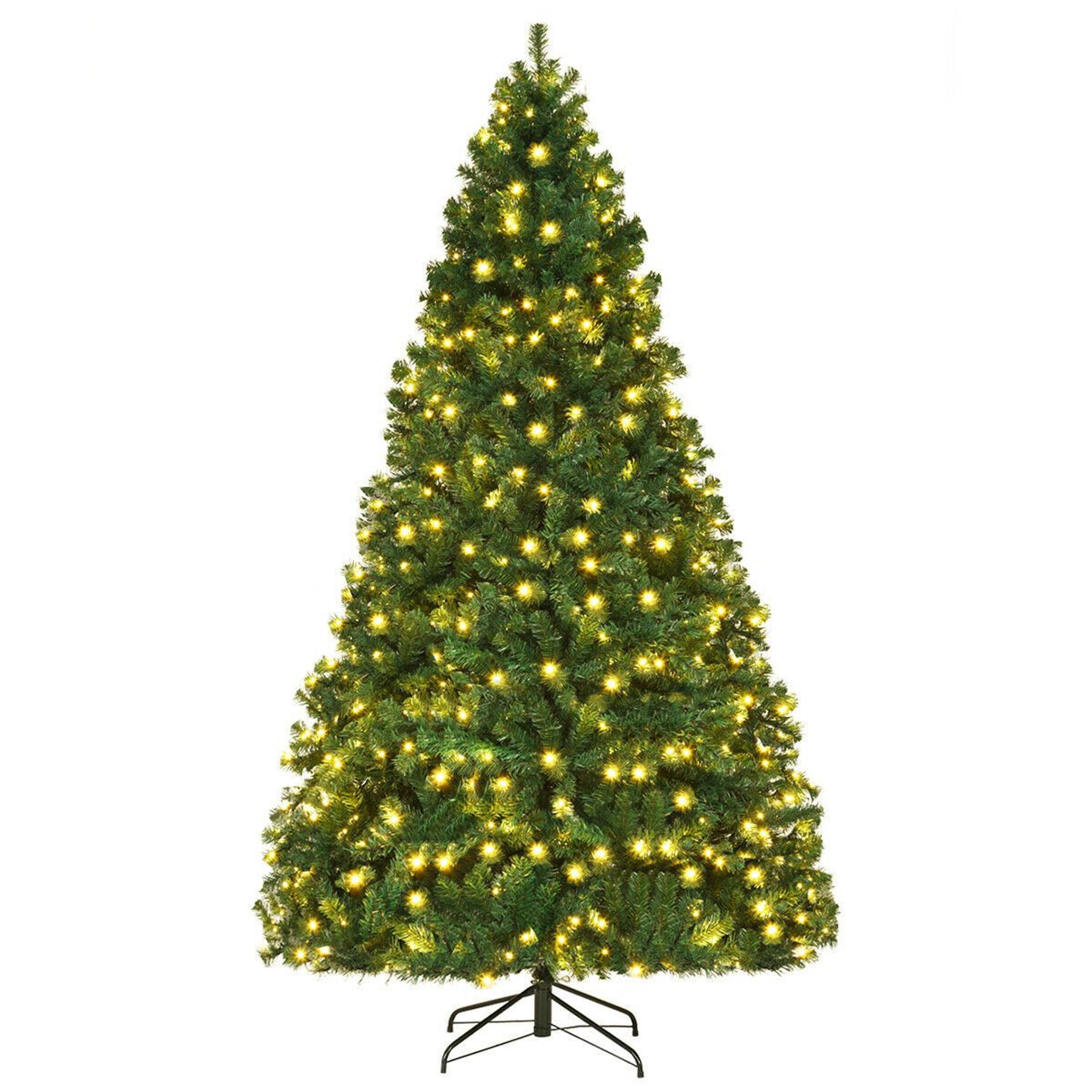 8 ft pre-lit artificial pine christmas tree with 430 led lights and hinged branches