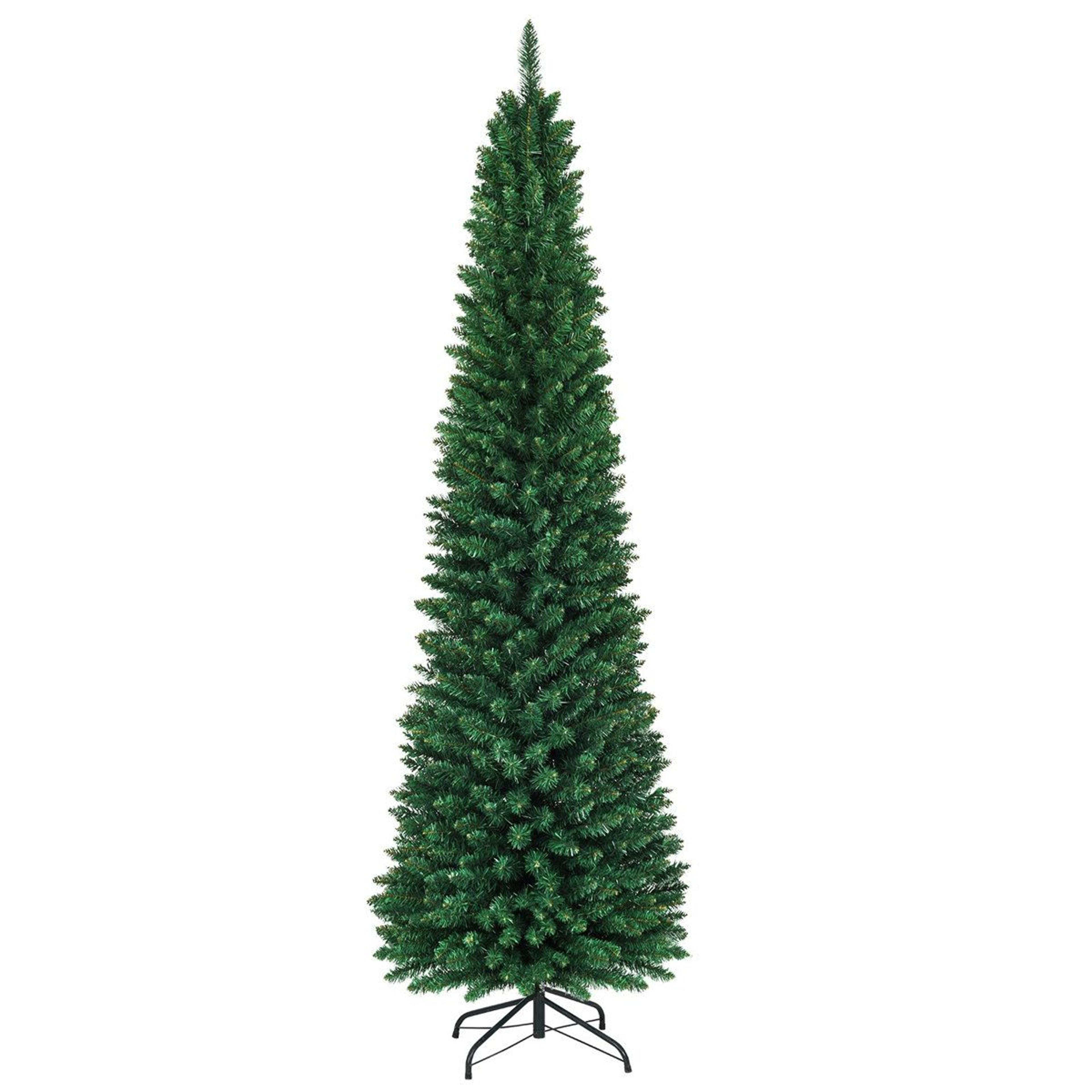 8 ft slender artificial fir christmas tree with green pvc branches and stand