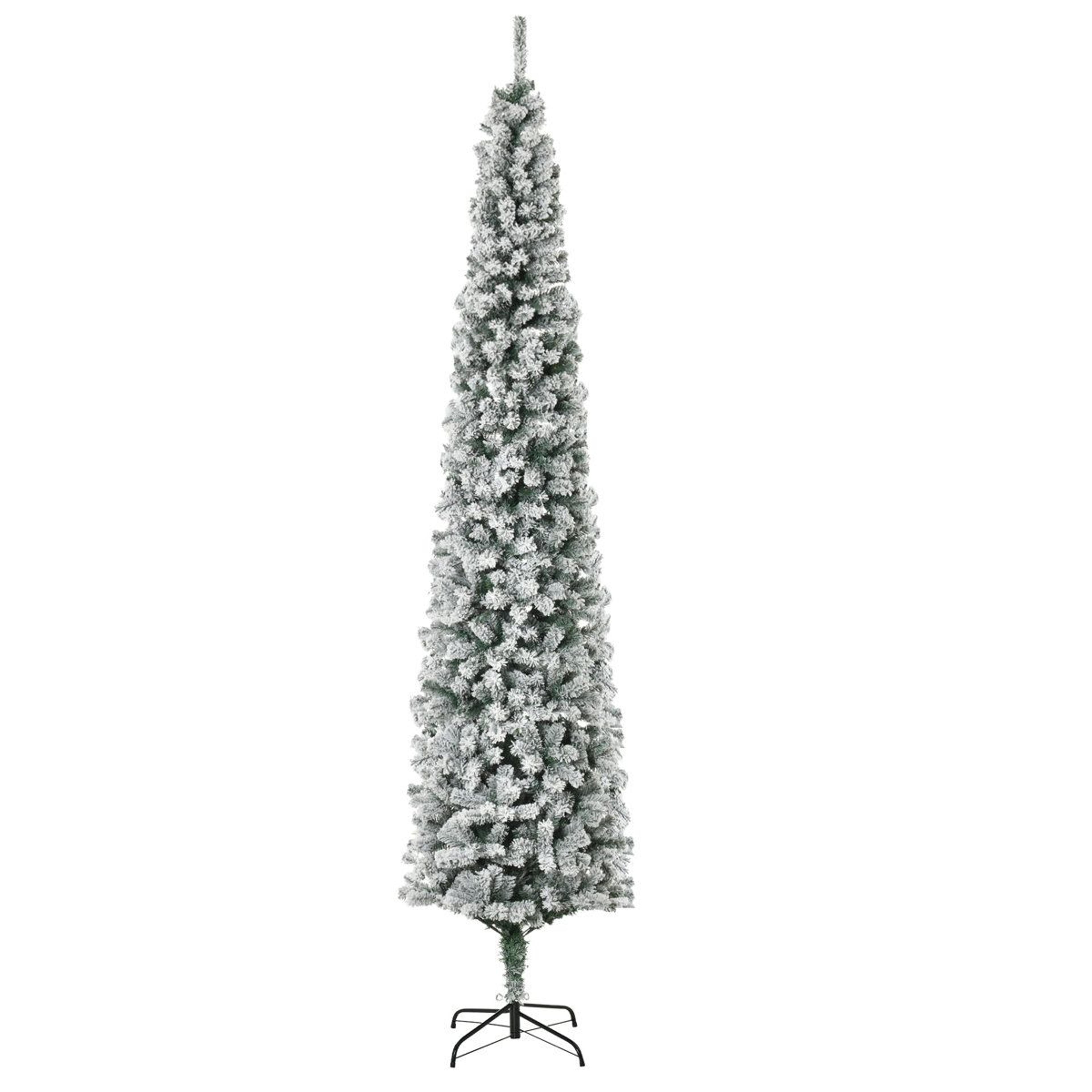 9ft flocked artificial pine christmas tree with hinged branches and stand