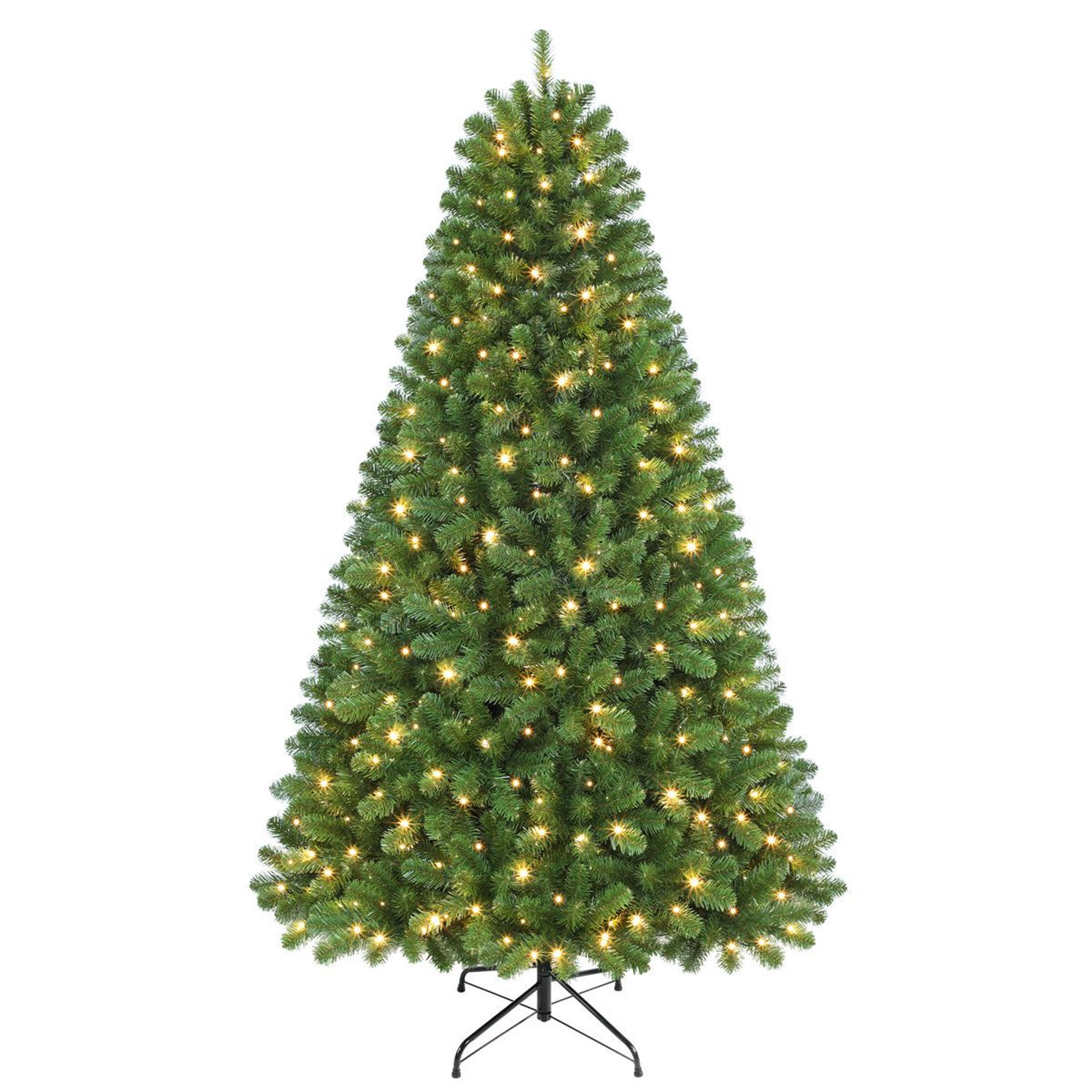 7ft prelit artificial christmas tree with warm white led lights and hinged branches