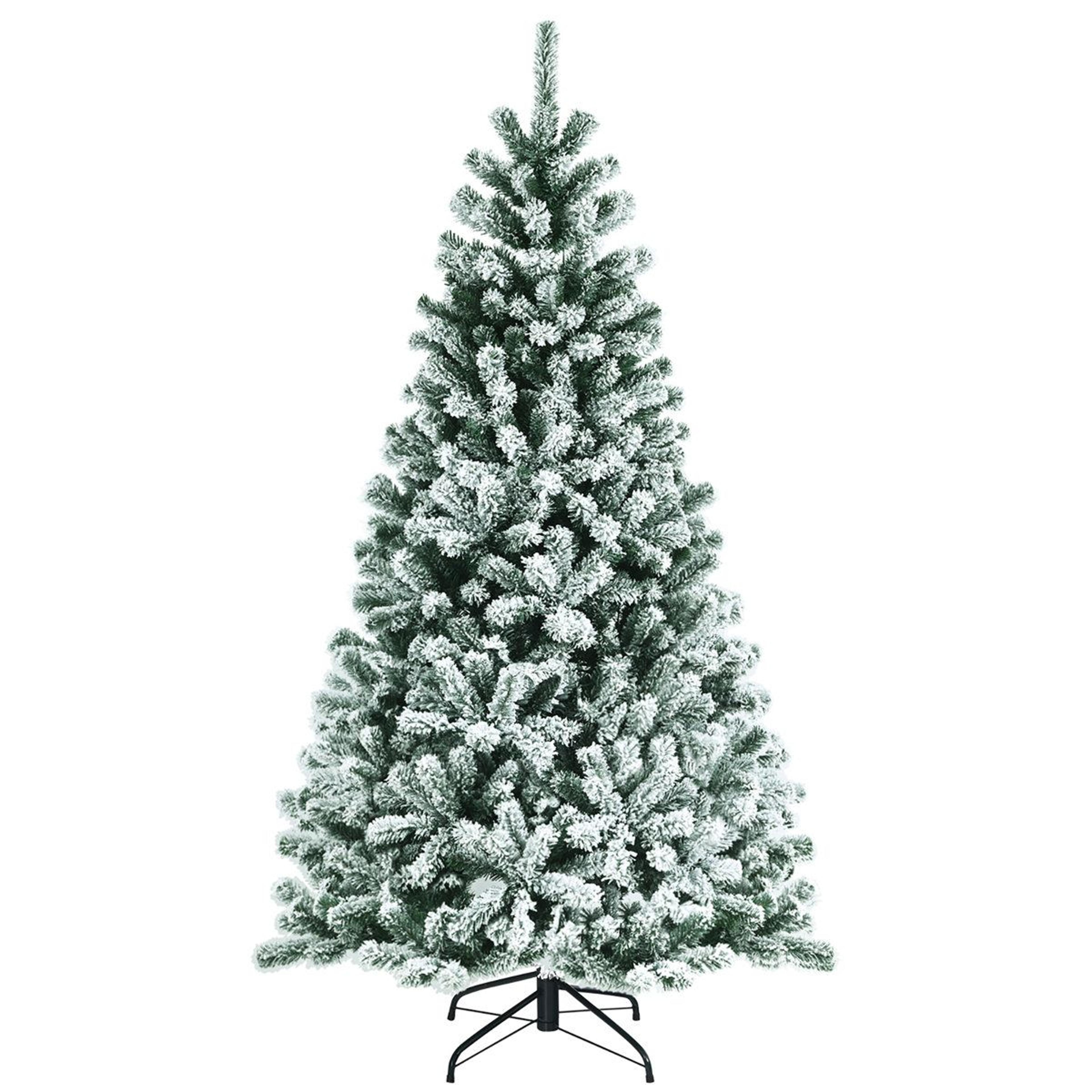 6 ft pre-lit flocked artificial pine christmas tree with 650 warm white led lights