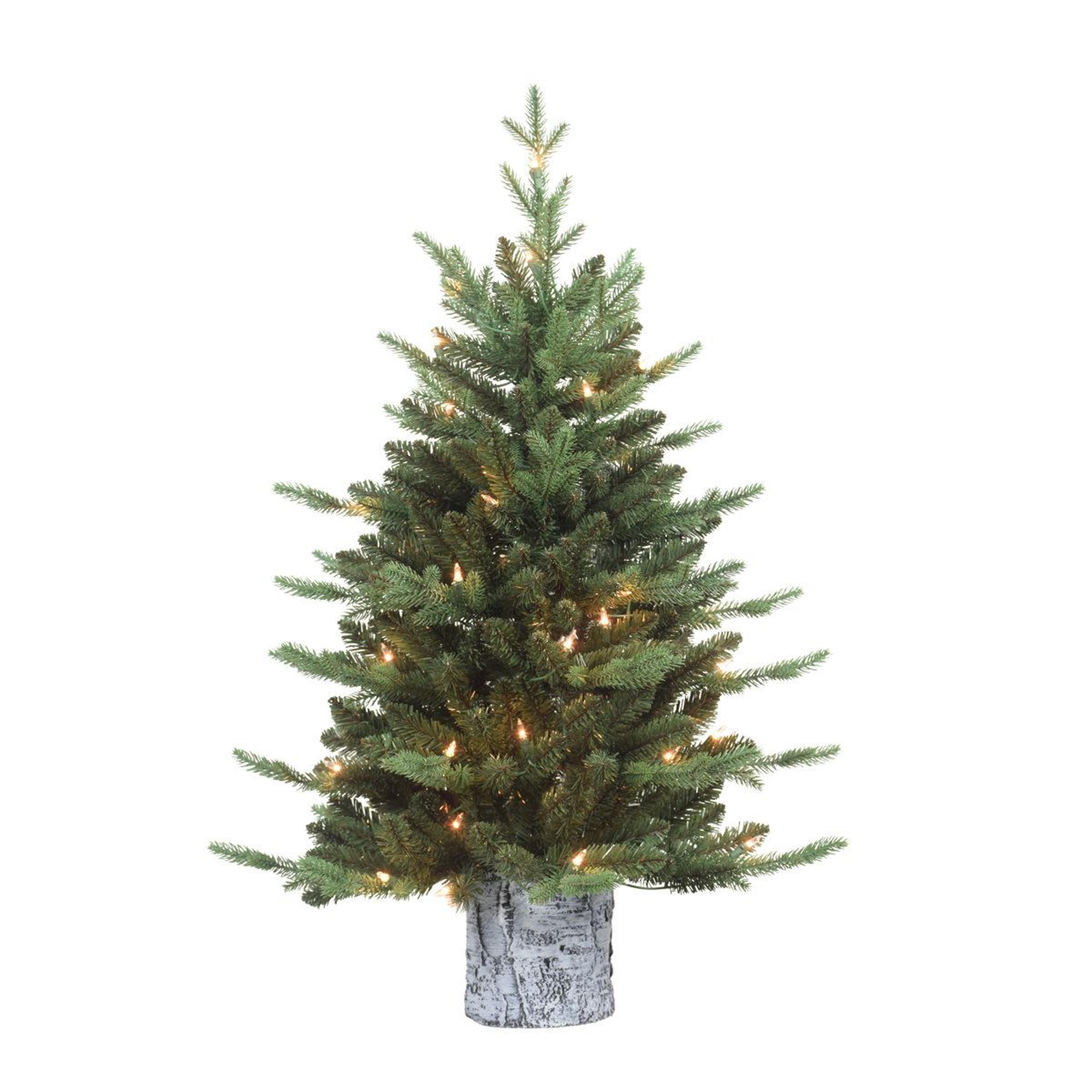 pre-lit artificial pine christmas tree with 50 warm white lights and hinged branches