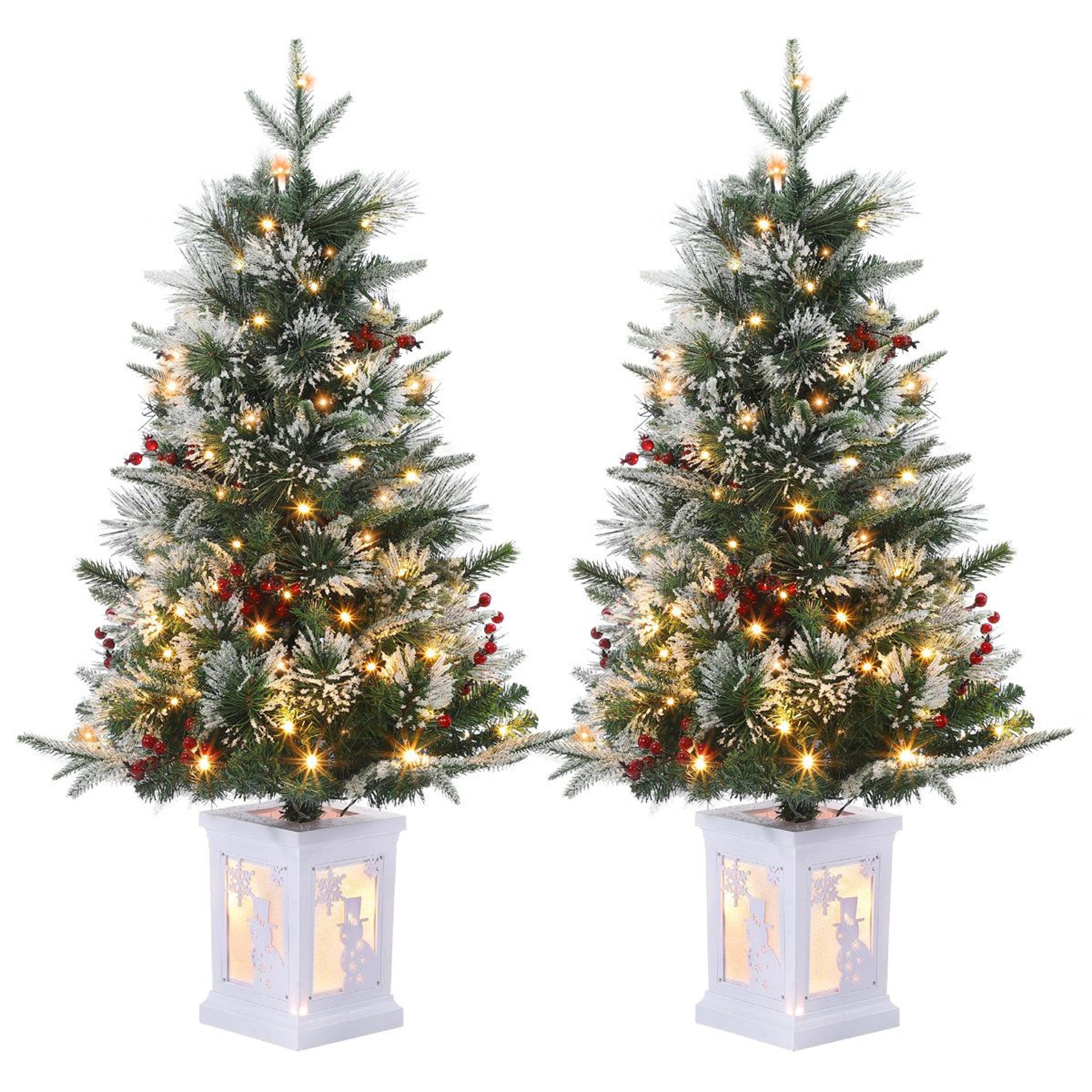 2 pack 3 ft pre-lit artificial christmas trees with 78 warm white led lights