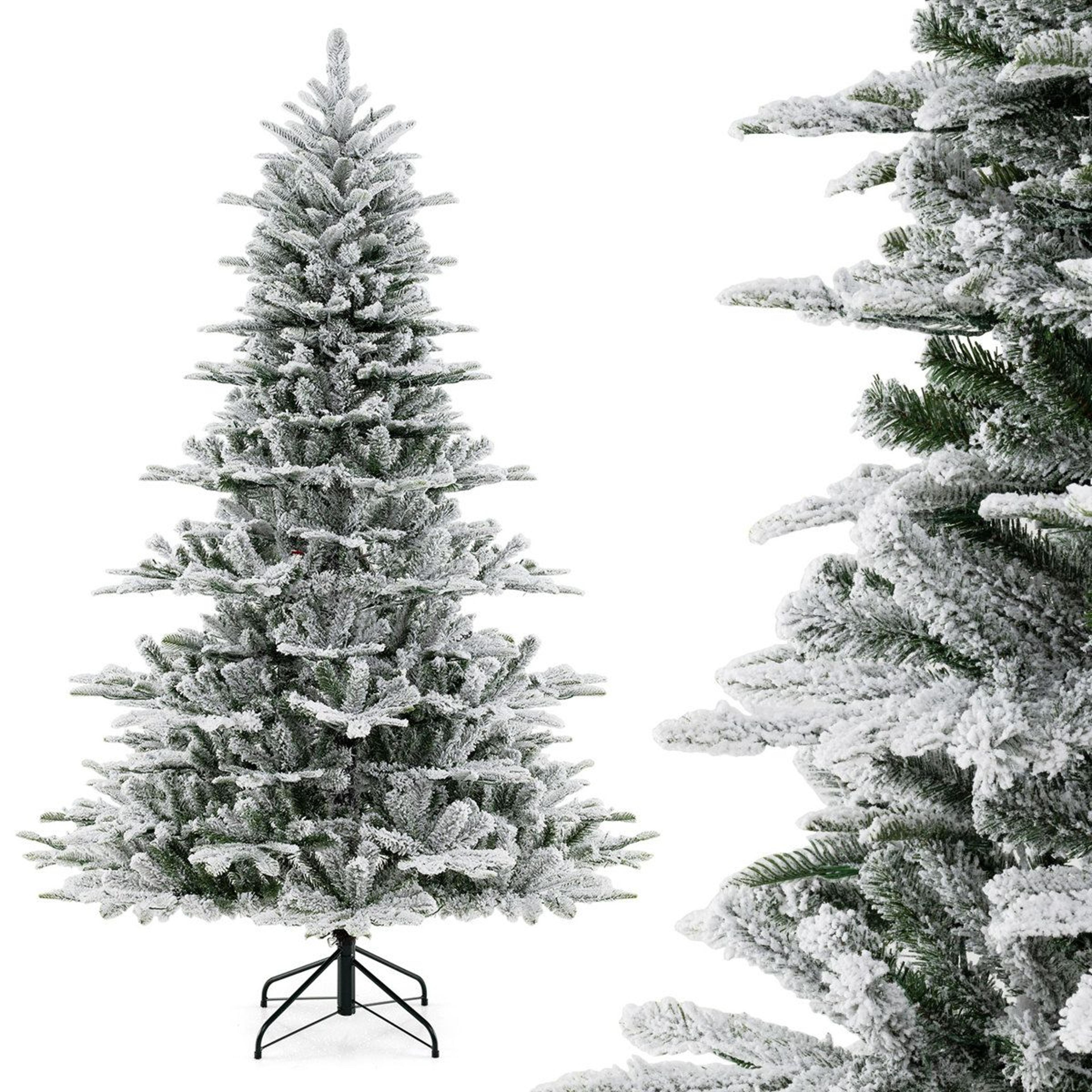 7 ft snow flocked artificial christmas tree with 620 led lights and hinged branches