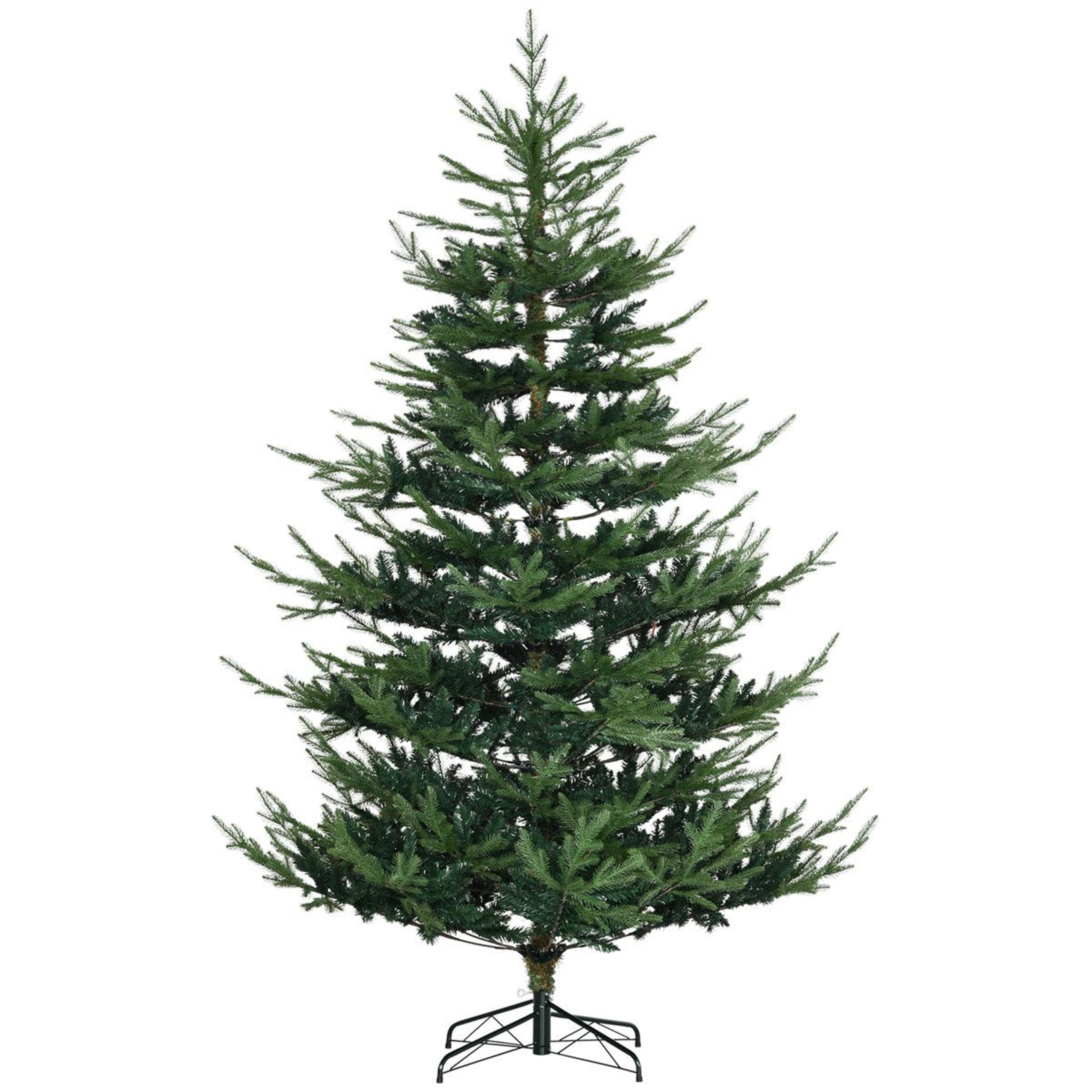 7.5 ft artificial pine christmas tree with full green branches and metal stand