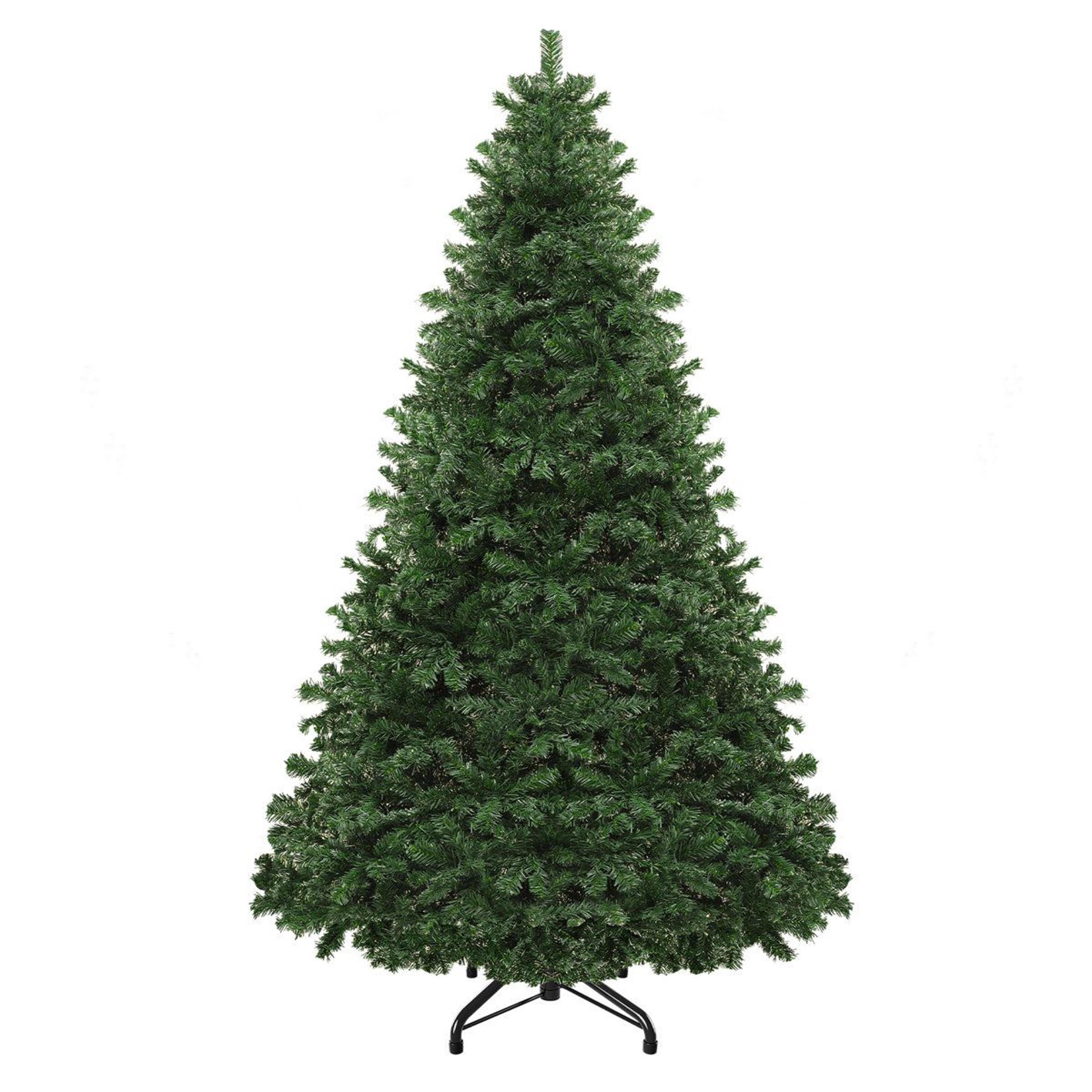 9ft artificial spruce christmas tree with hinged branches and foldable stand