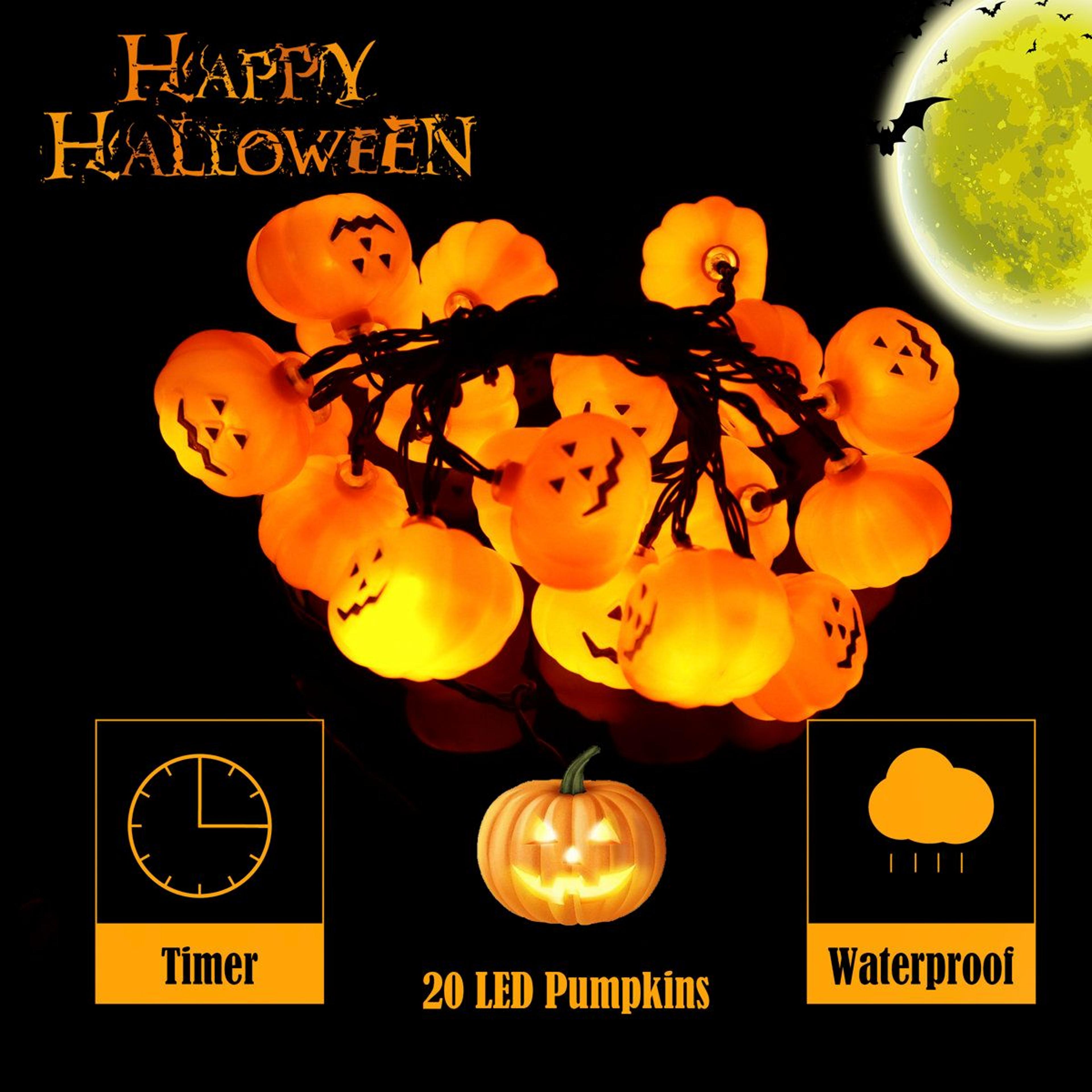 20 LED Pumpkin String Lights Battery Powered Warm Thanksgiving Decor 5