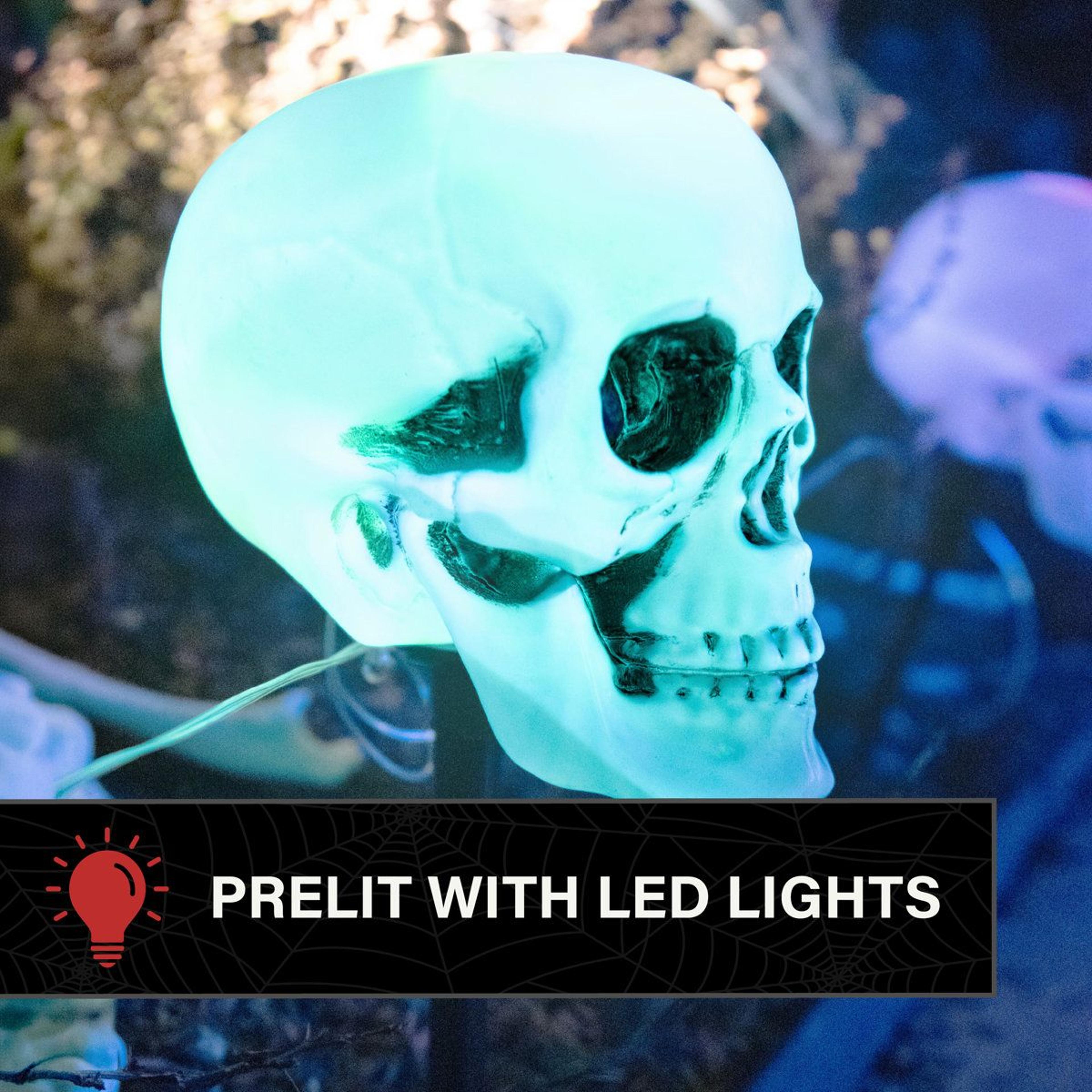 Halloween Skull Garden Stakes With Blue LED Lights  6Piece Outdoor Yard Decor 14