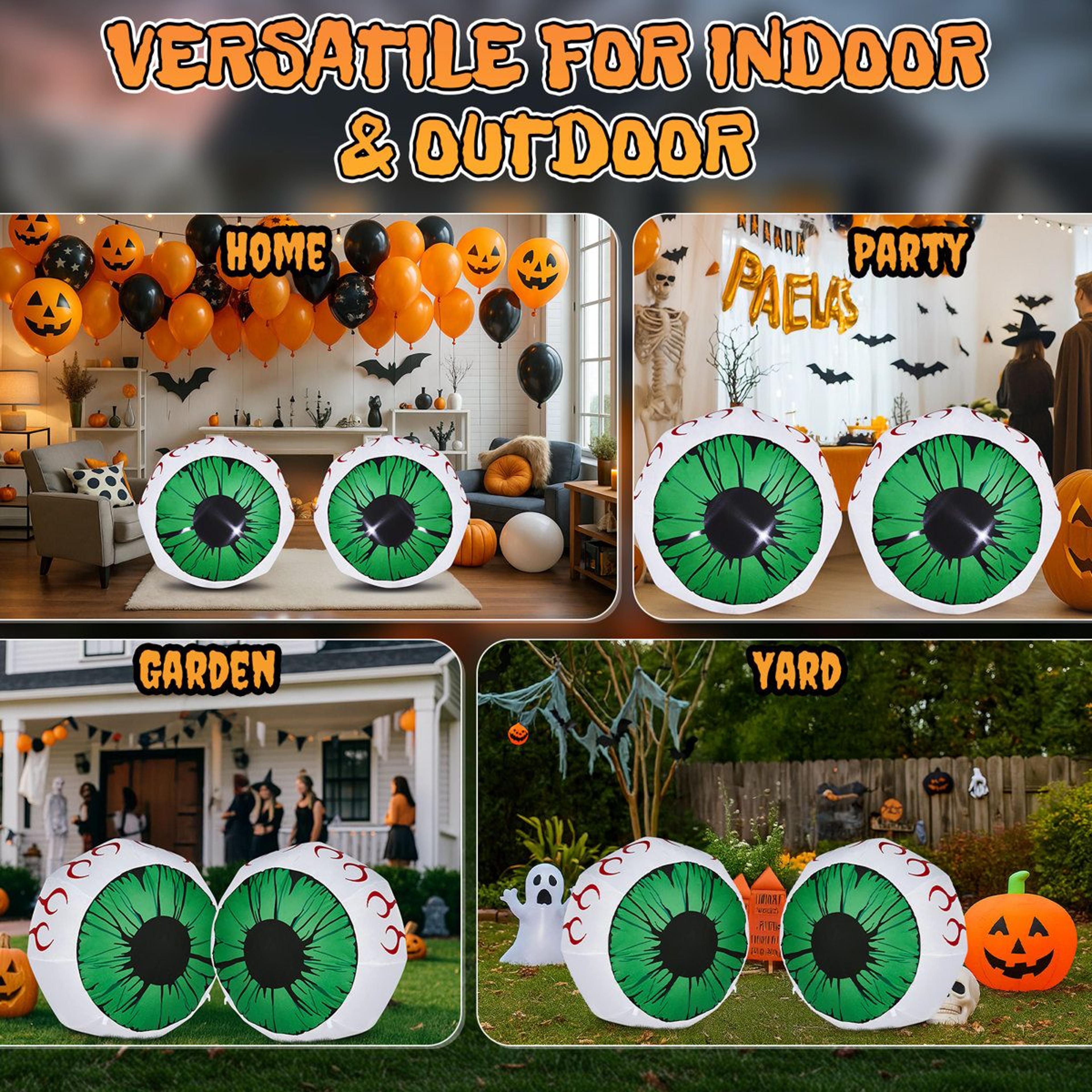 3FT Halloween Inflatable Eyeball Decorations 2Pack With LED Lights For Outdoor Yard 3