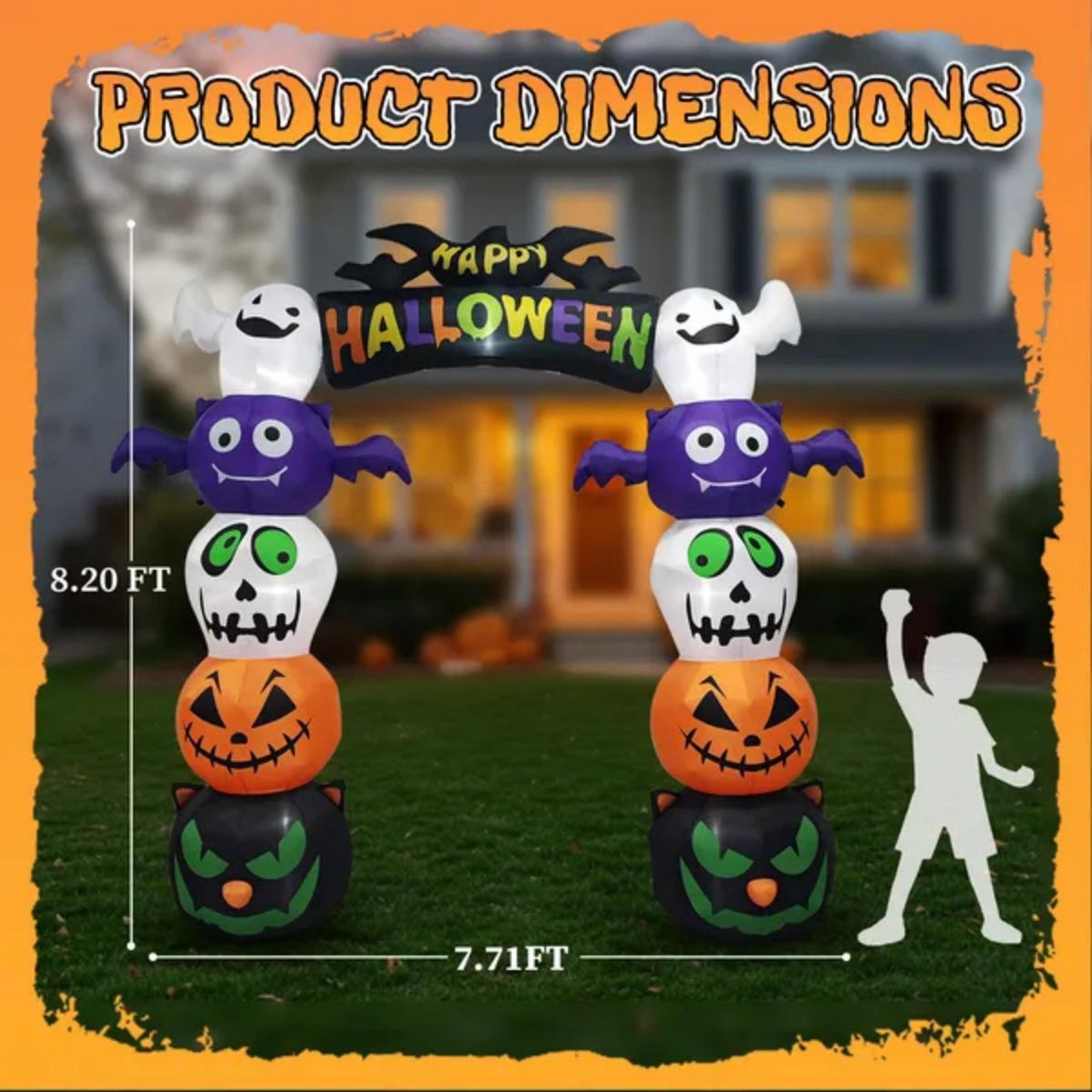 82 FT Halloween Inflatable Archway With LED Lights And Pumpkin Ghost Bat Decorations 1