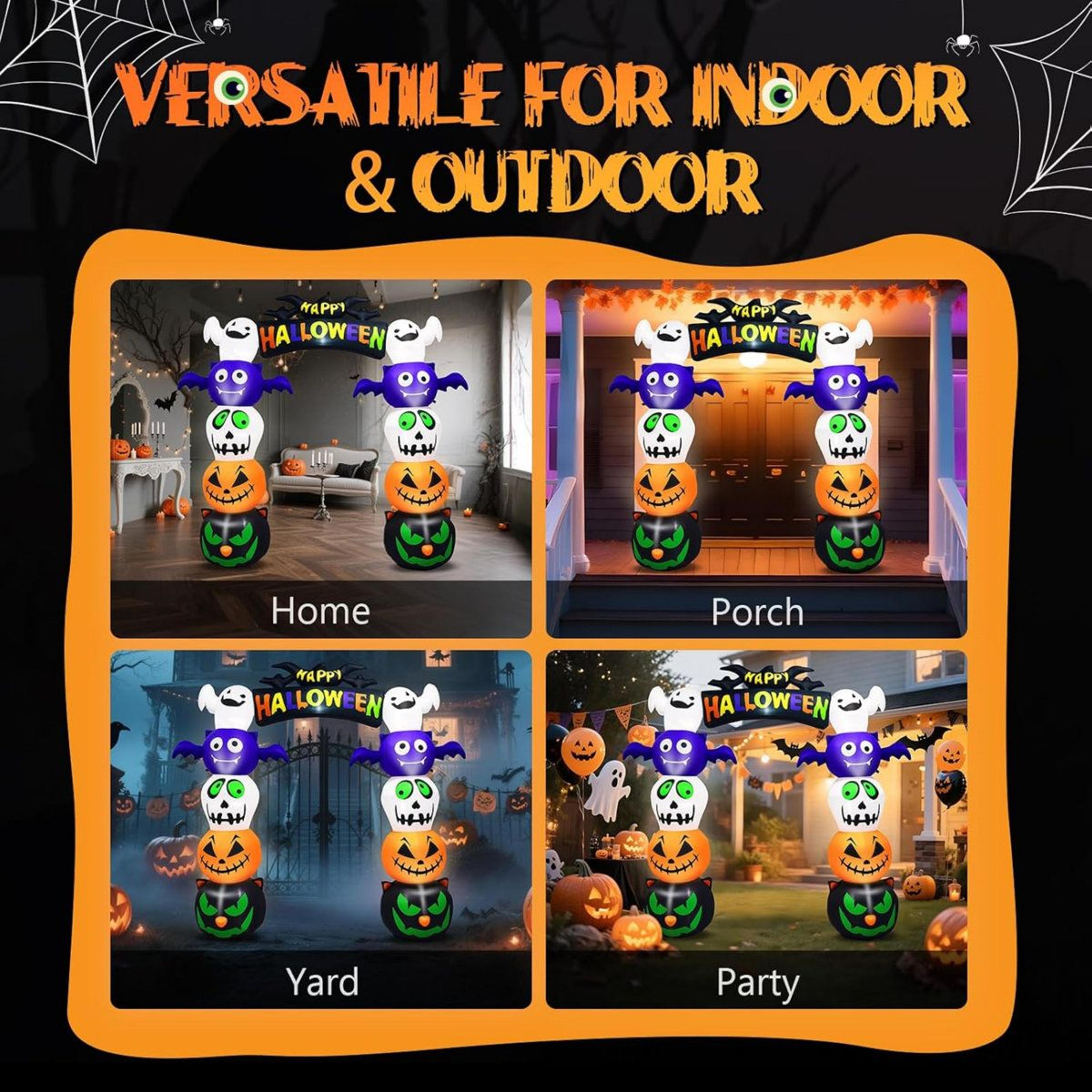 82 FT Halloween Inflatable Archway With LED Lights And Pumpkin Ghost Bat Decorations 3