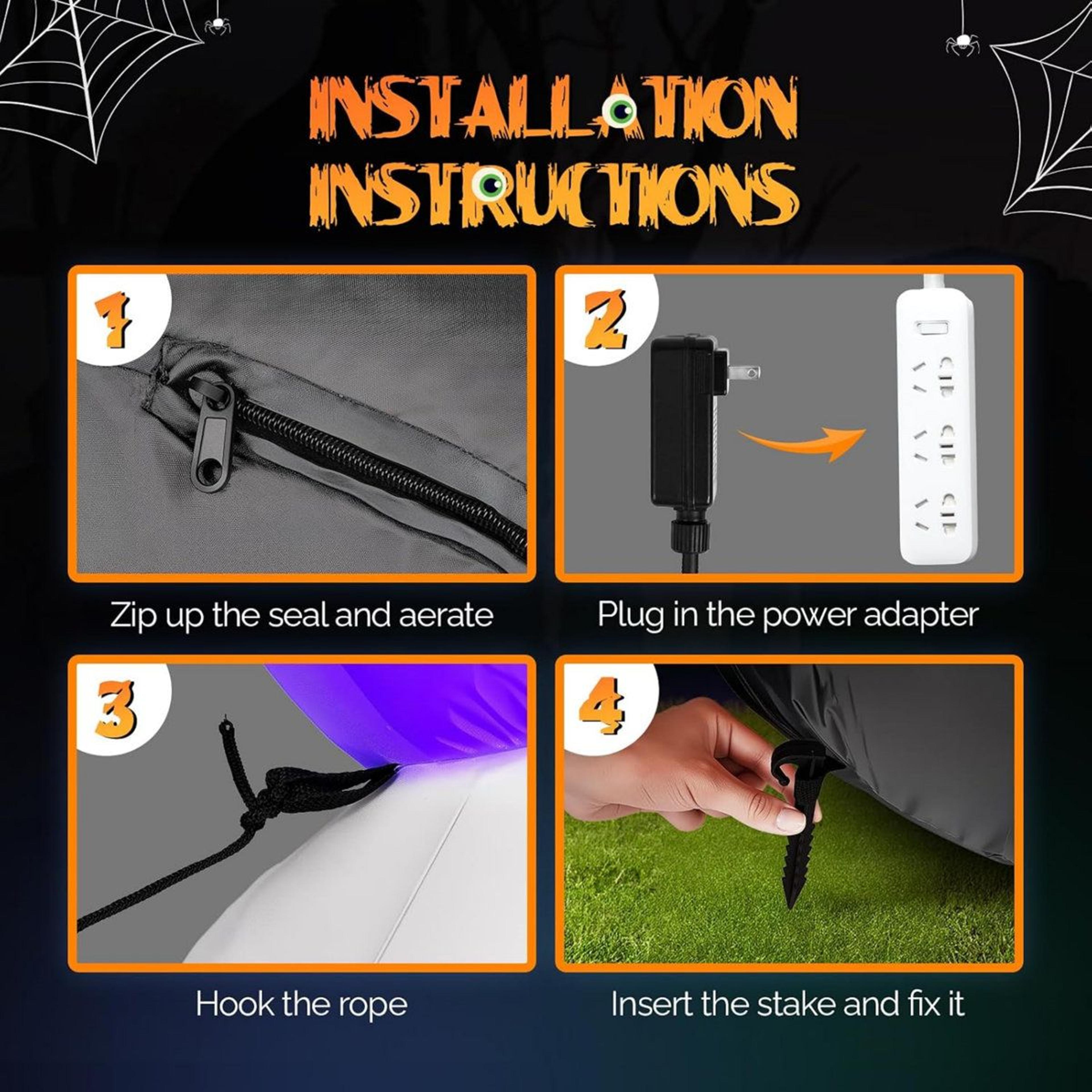 82 FT Halloween Inflatable Archway With LED Lights And Pumpkin Ghost Bat Decorations 5