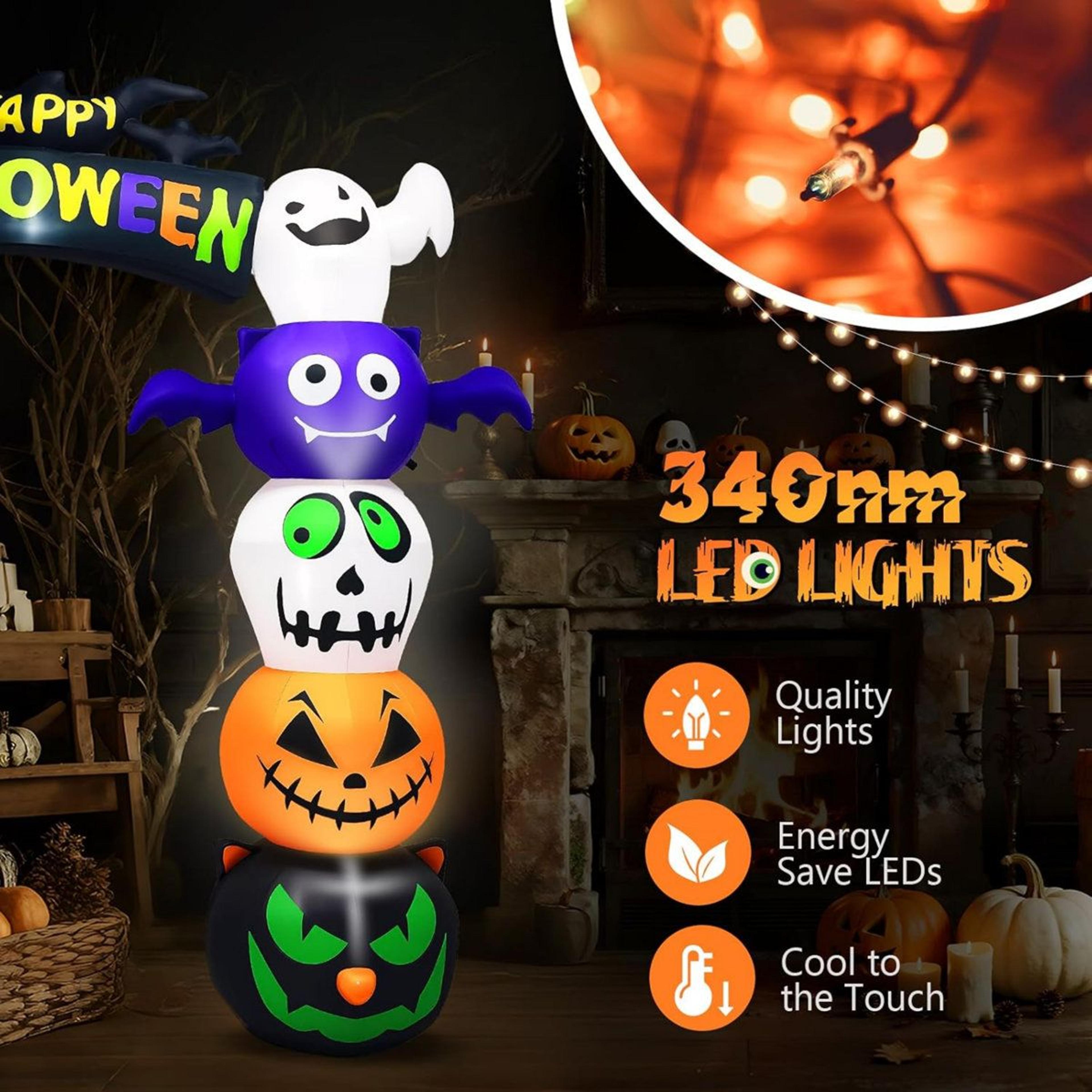 82 FT Halloween Inflatable Archway With LED Lights And Pumpkin Ghost Bat Decorations 6