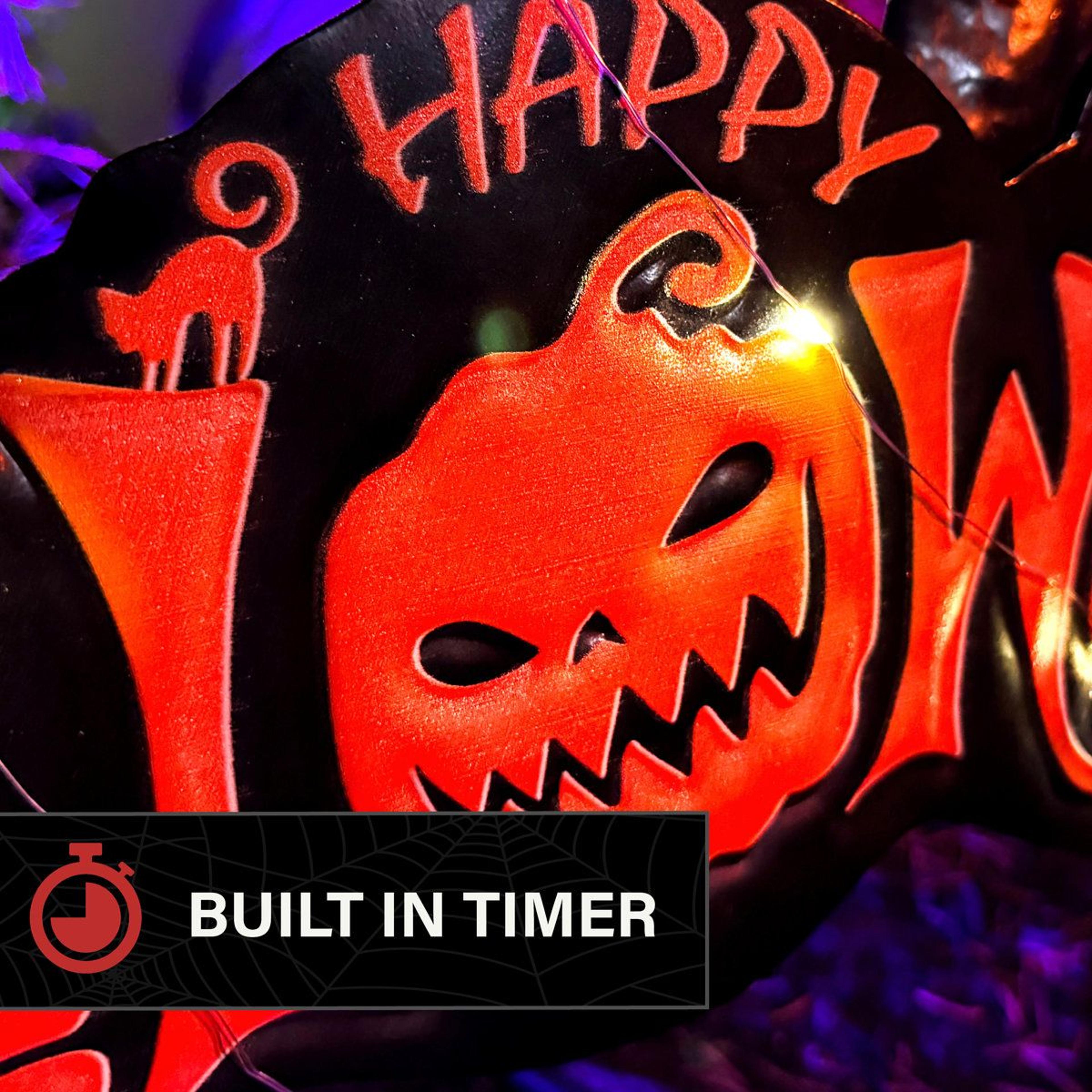 24Inch LED Happy Halloween Sign With Ghosts And Ground Stake 3