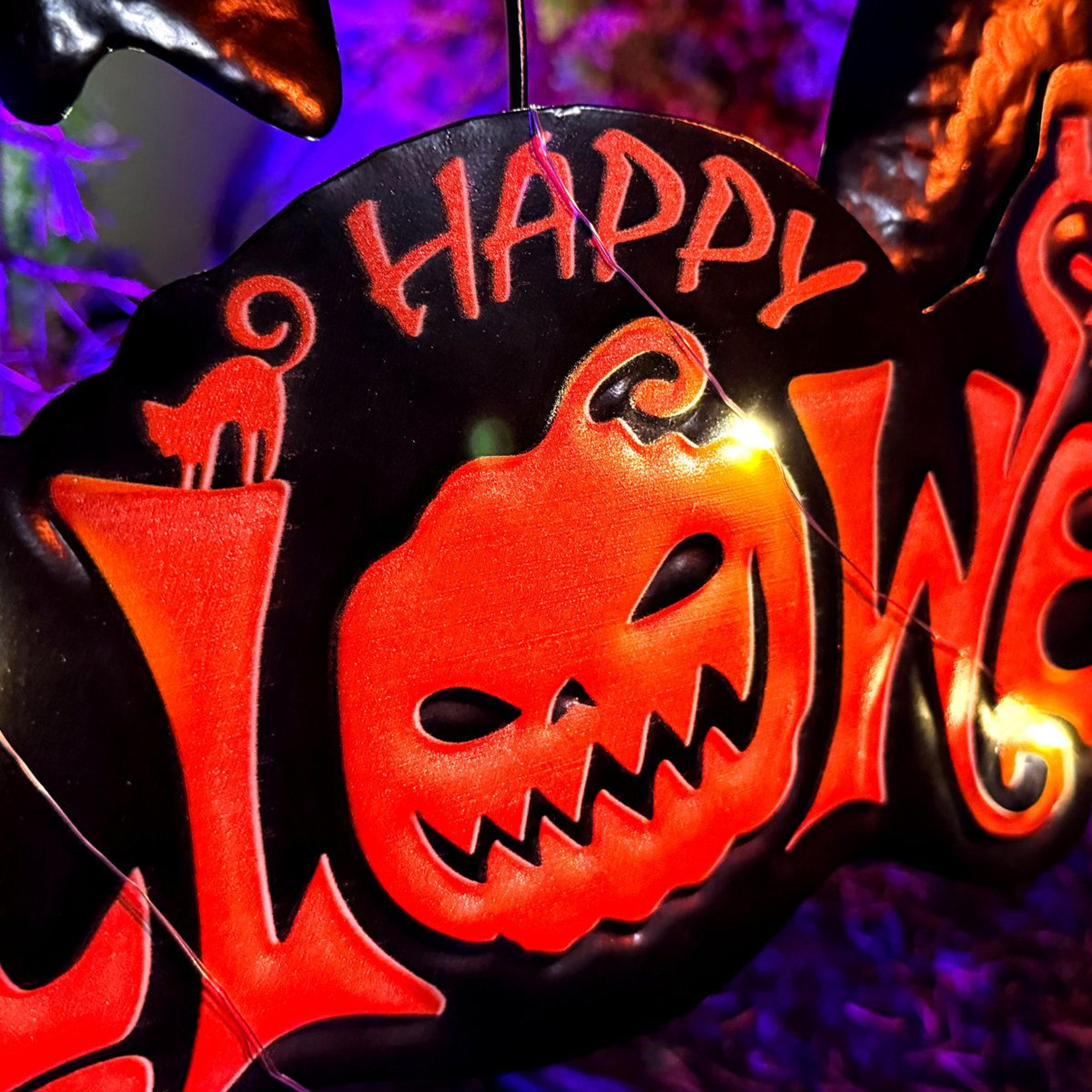 24Inch LED Happy Halloween Sign With Ghosts And Ground Stake 7