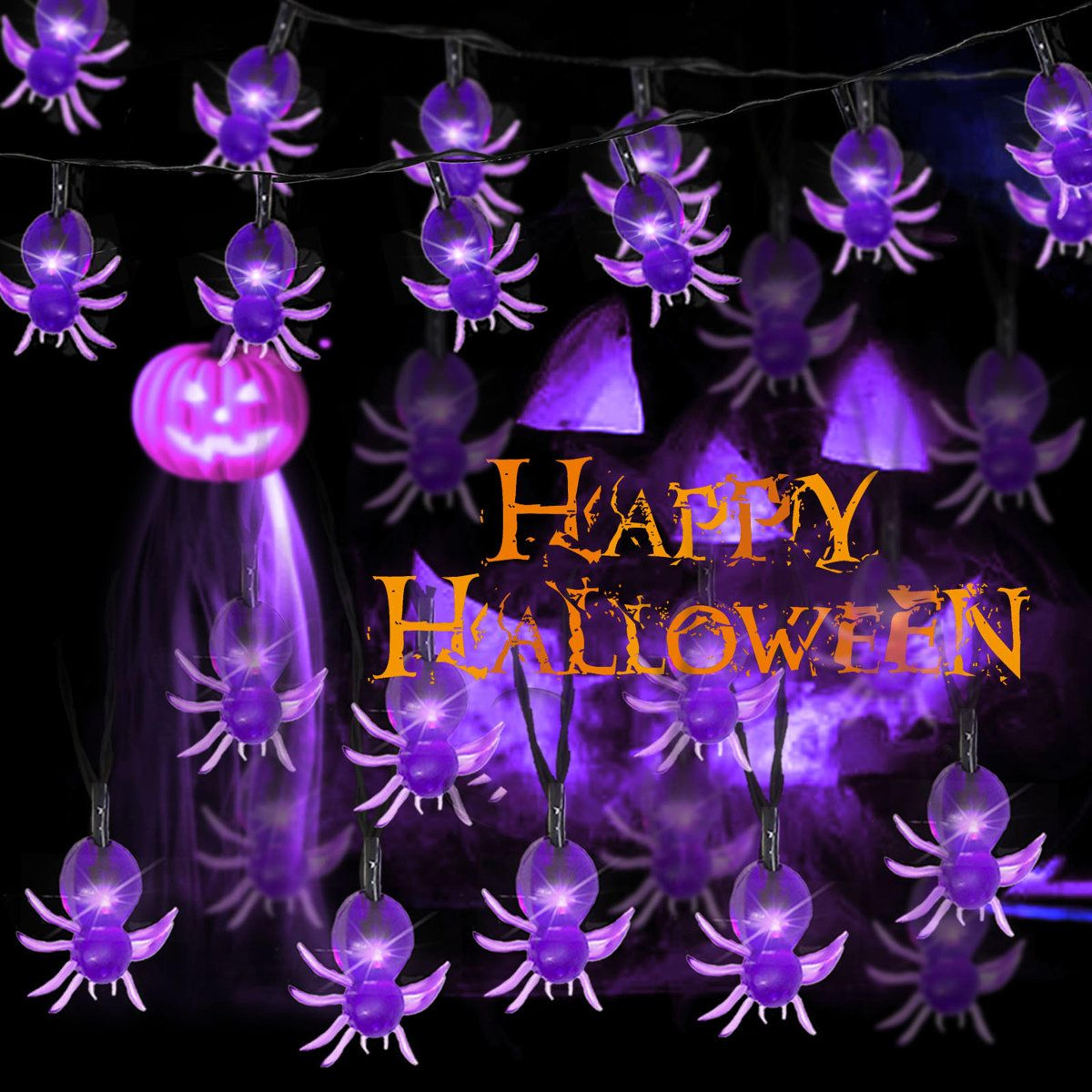 halloween spider led string lights battery-powered indoor outdoor decorations
