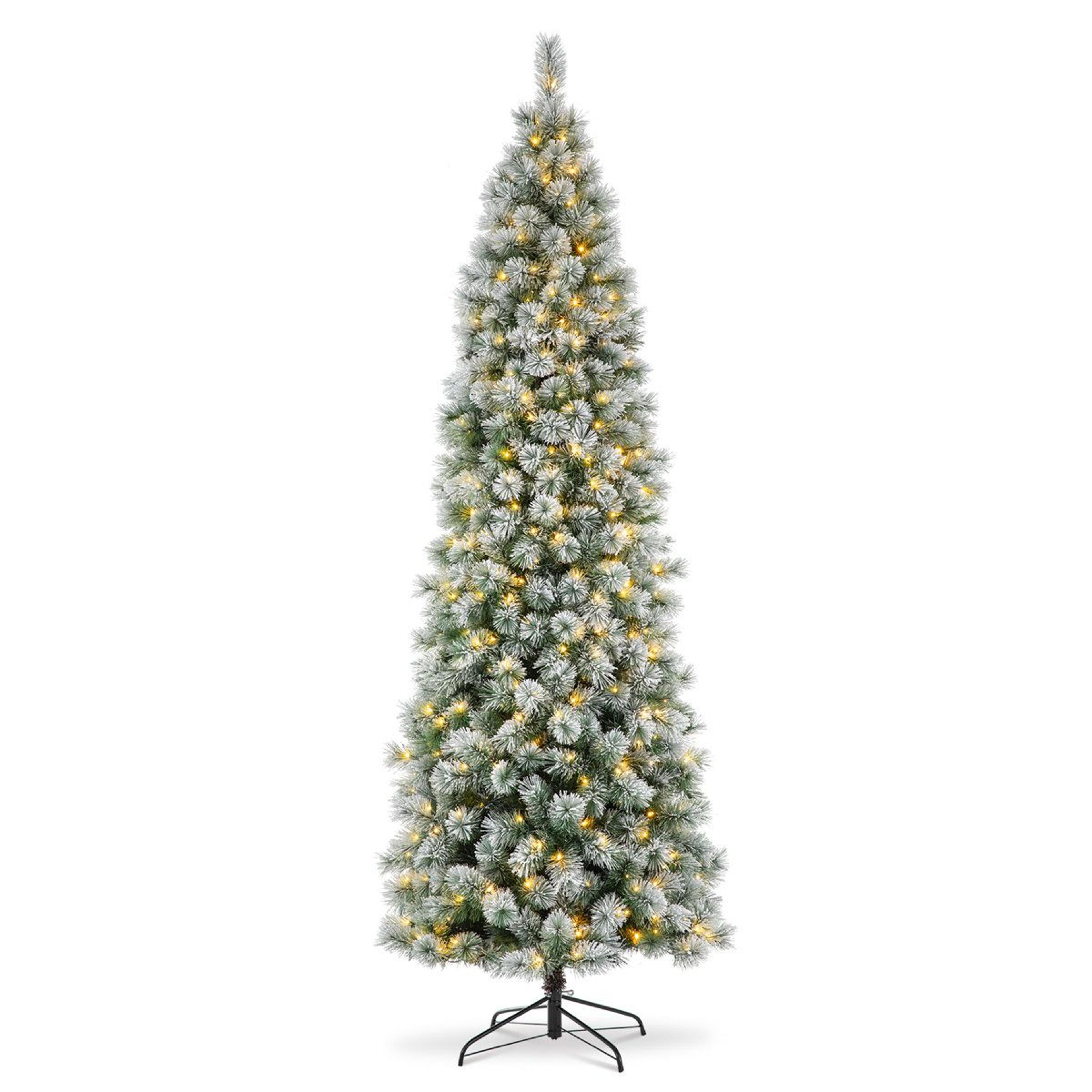 9 ft slim frosted pre-lit pine christmas tree with 500 led lights