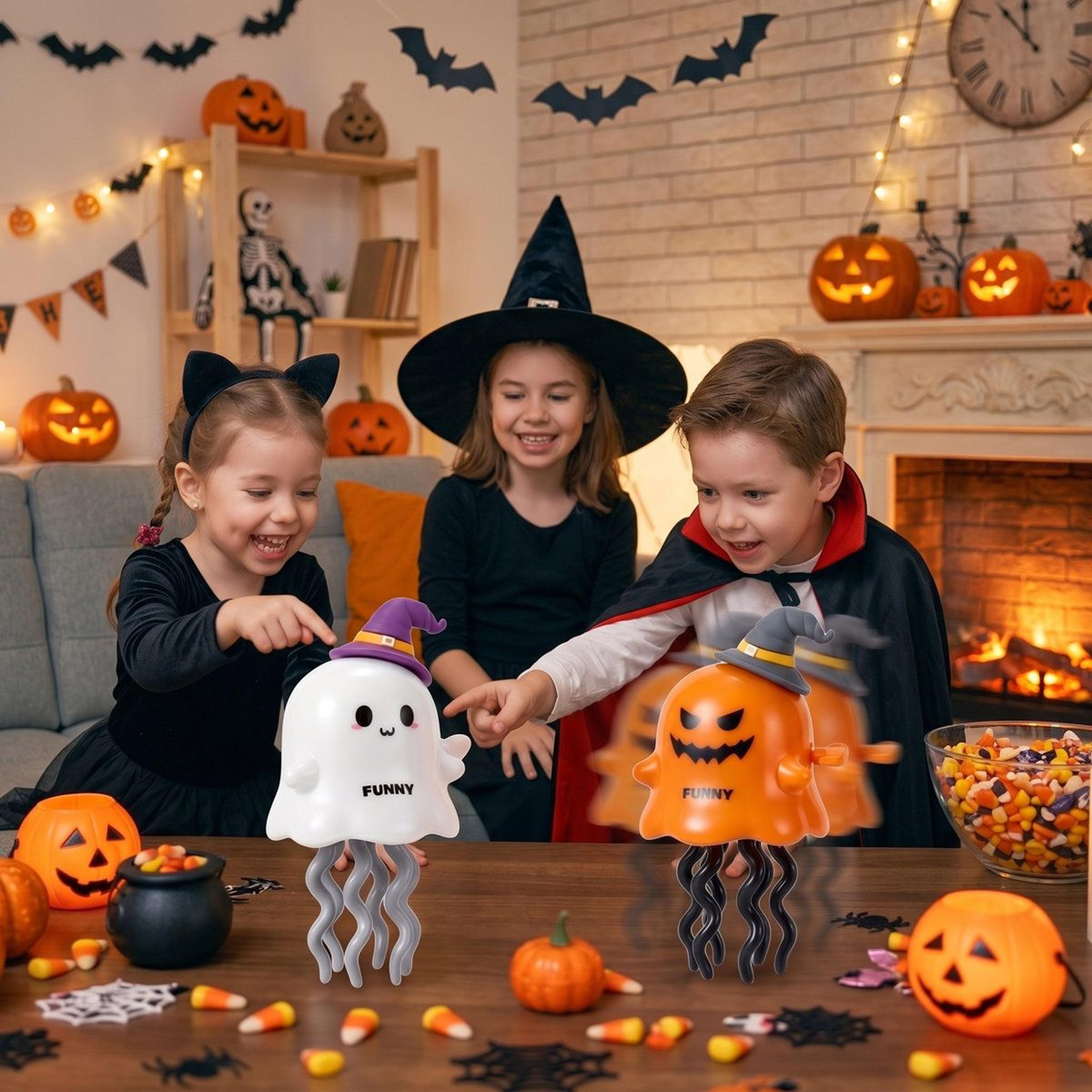 Halloween Wind Up Pumpkin And Ghost Toys  Multicolor Plastic Halloween Novelties 6