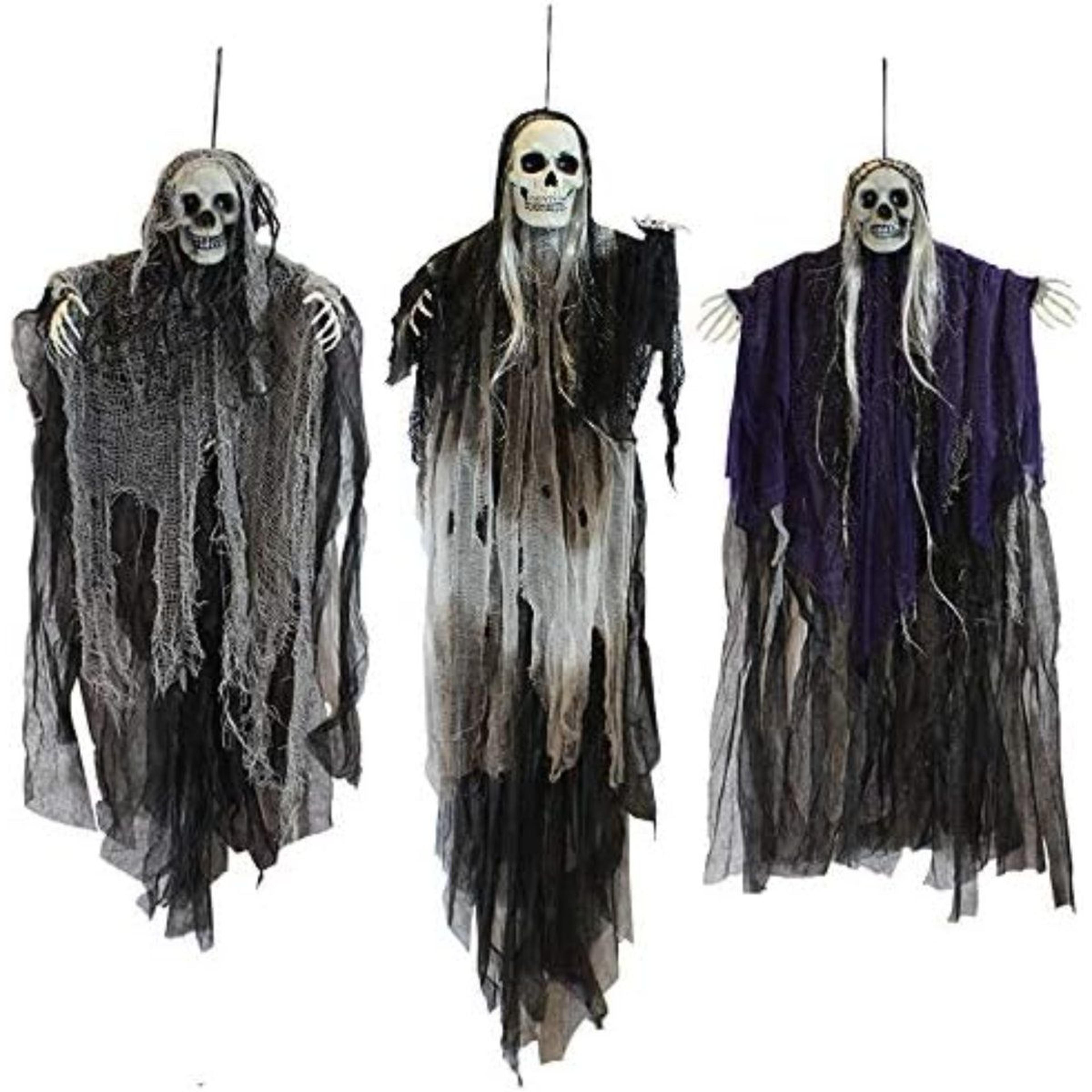 3Pack Hanging Halloween Grim Reaper Skeleton Decorations With Adjustable Arms 2